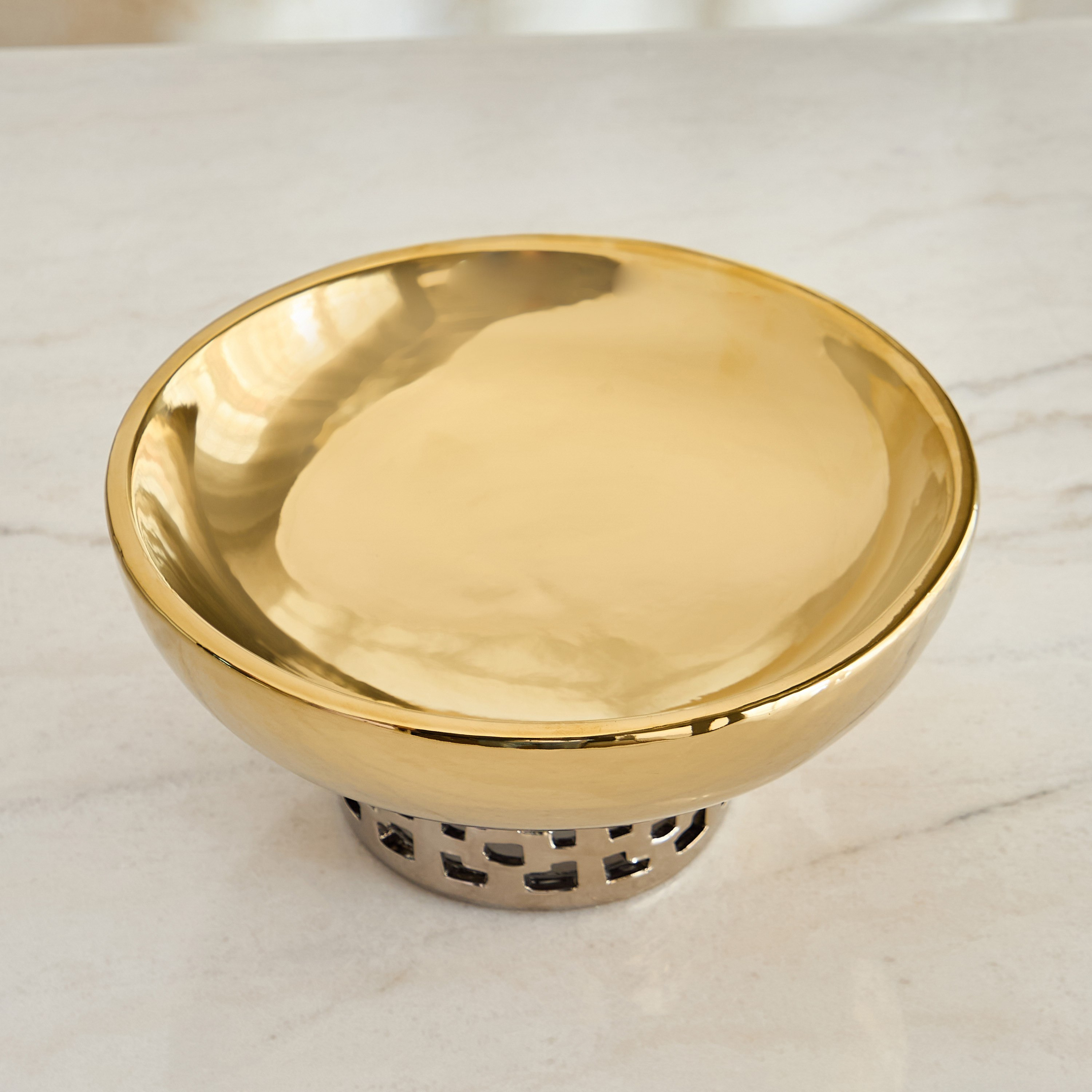 Aurum Titany Vianna Decorative Footed Bowl - 28x28x14 cm-hbxdecorandfurnishings-homeaccessories-bowls-image-6