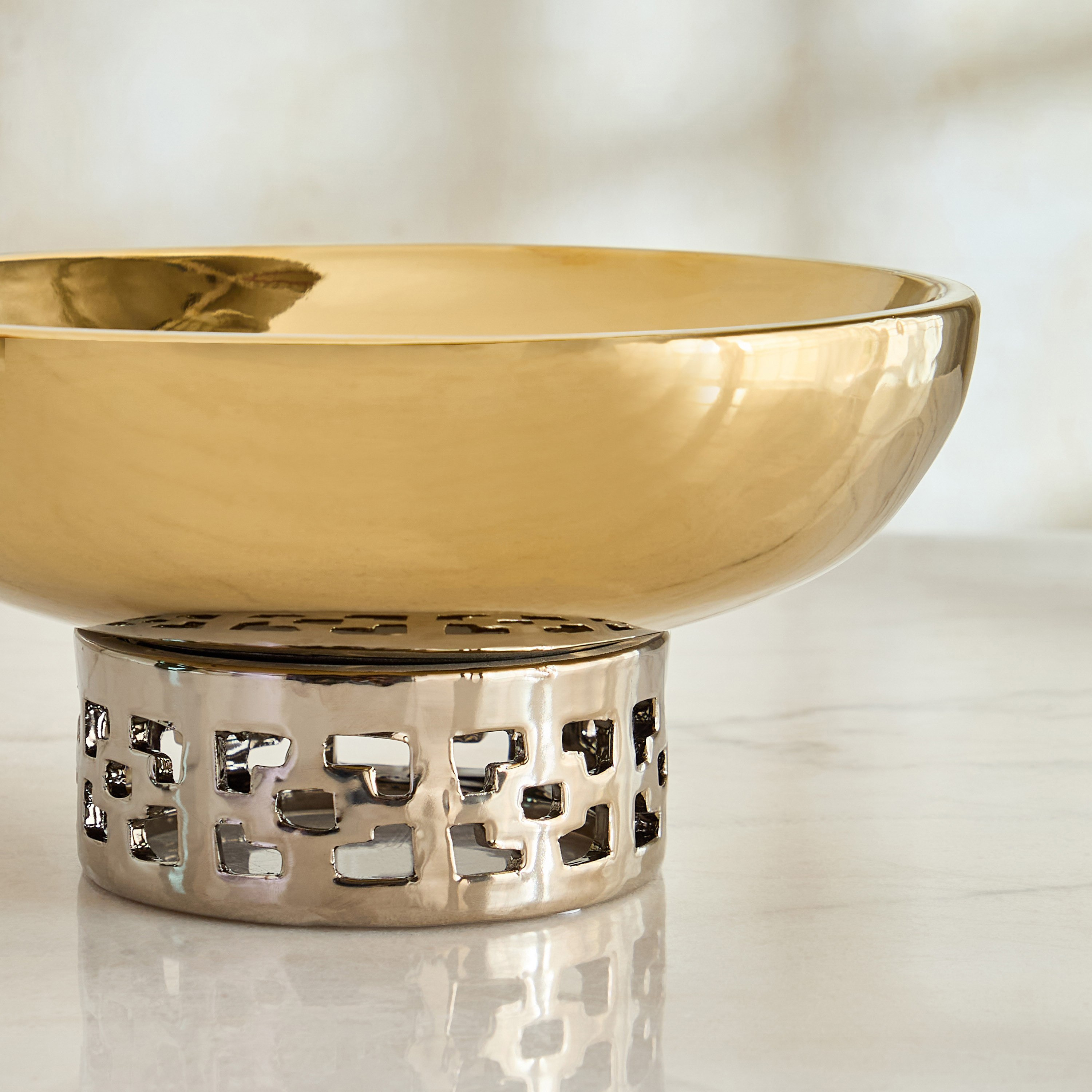 Aurum Titany Vianna Decorative Footed Bowl - 28x28x14 cm-hbxdecorandfurnishings-homeaccessories-bowls-image-8