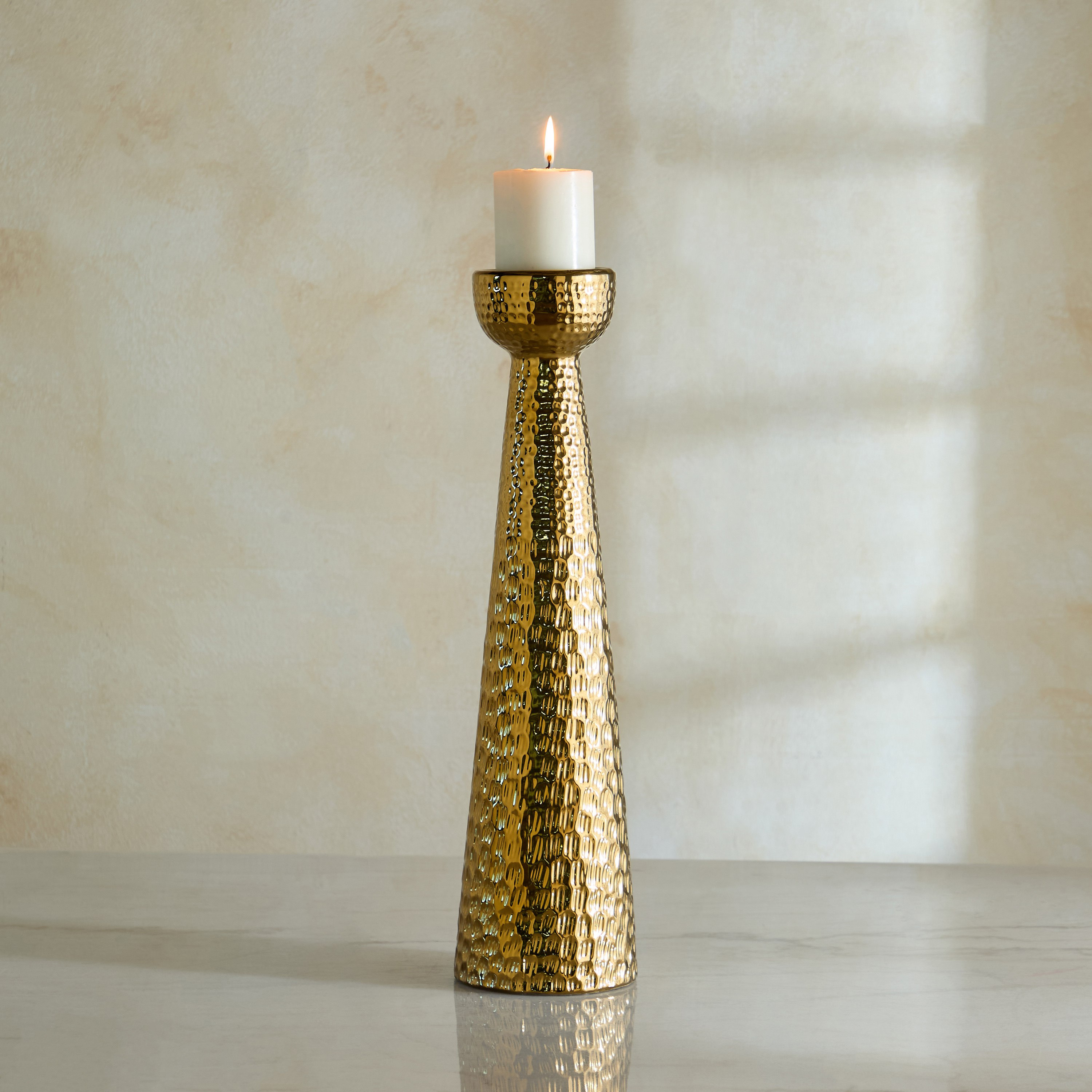Aurum Titany Vianna Decorative Pillar Candleholder - 14x13.5x54 cm-hbxlivingroom-decorandaccessories-candleholders-image-5