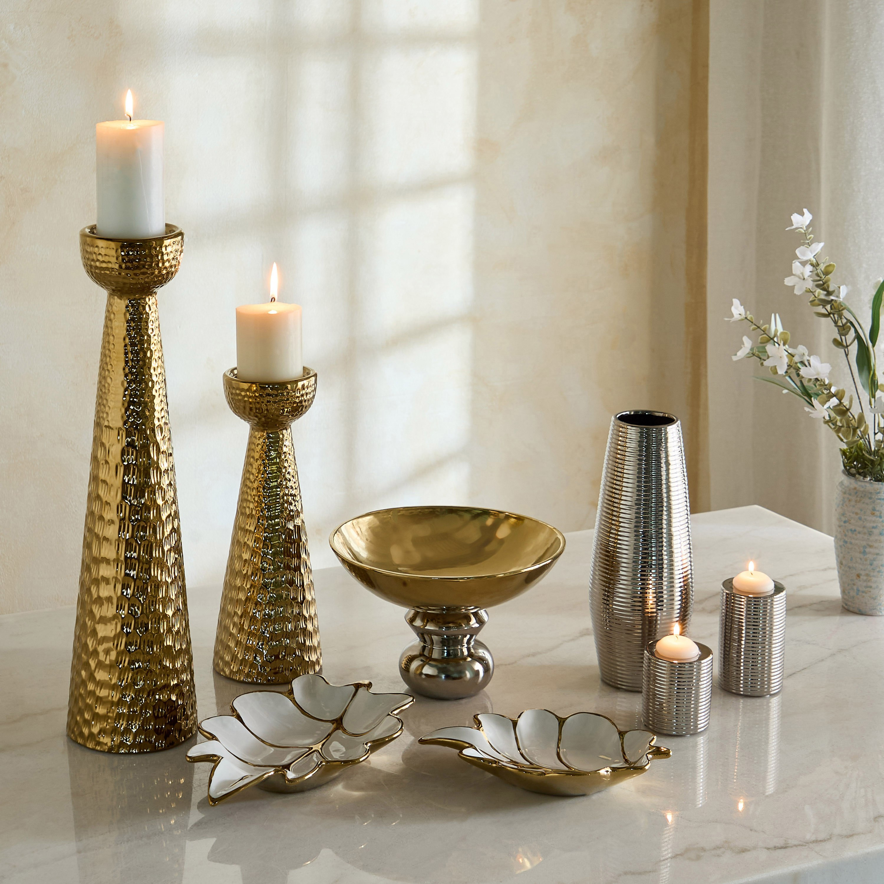 Aurum Titany Vianna Decorative Pillar Candleholder - 14x13.5x54 cm-hbxlivingroom-decorandaccessories-candleholders-image-8