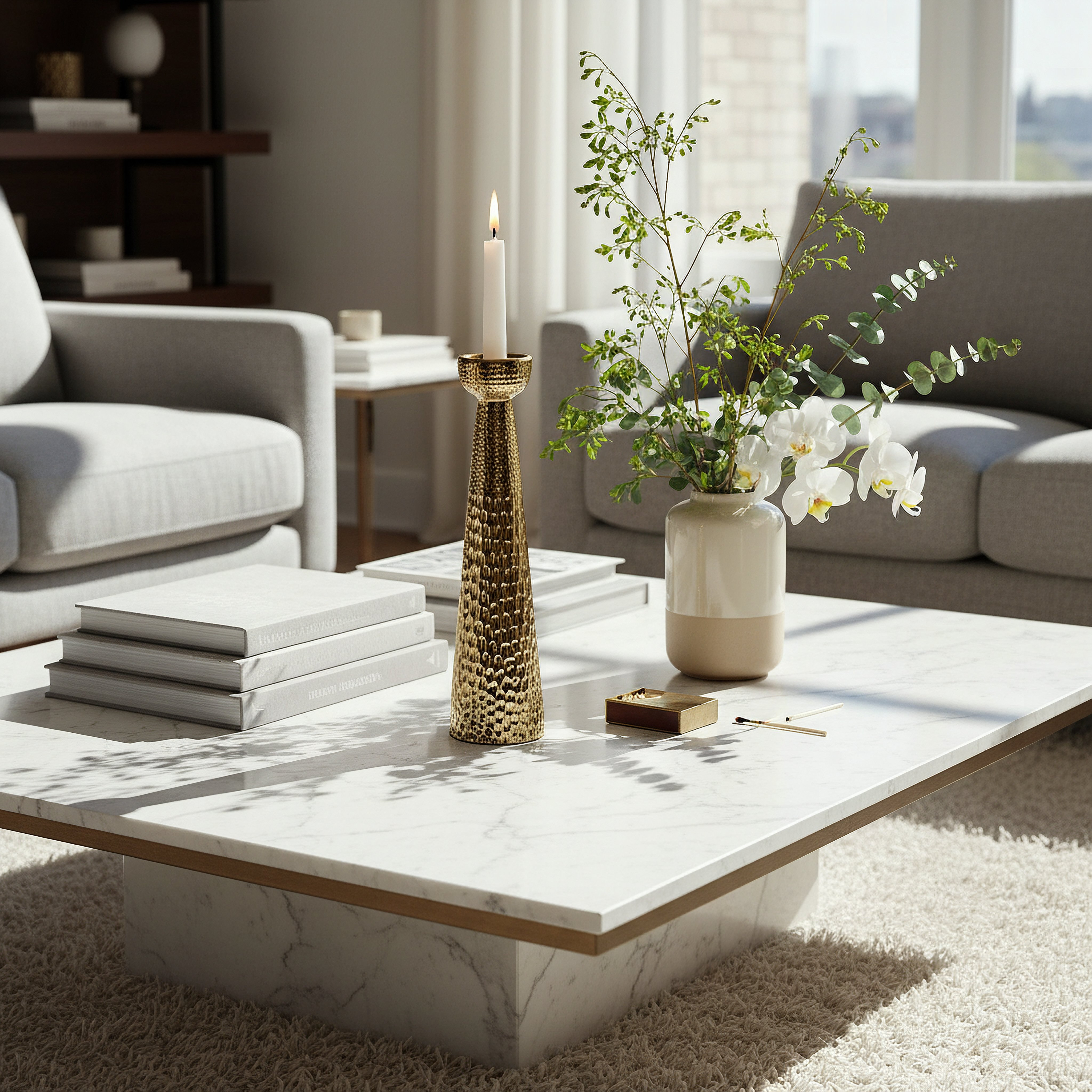 Aurum Titany Vianna Decorative Pillar Candleholder - 14x13.5x54 cm-hbxlivingroom-decorandaccessories-candleholders-image-4