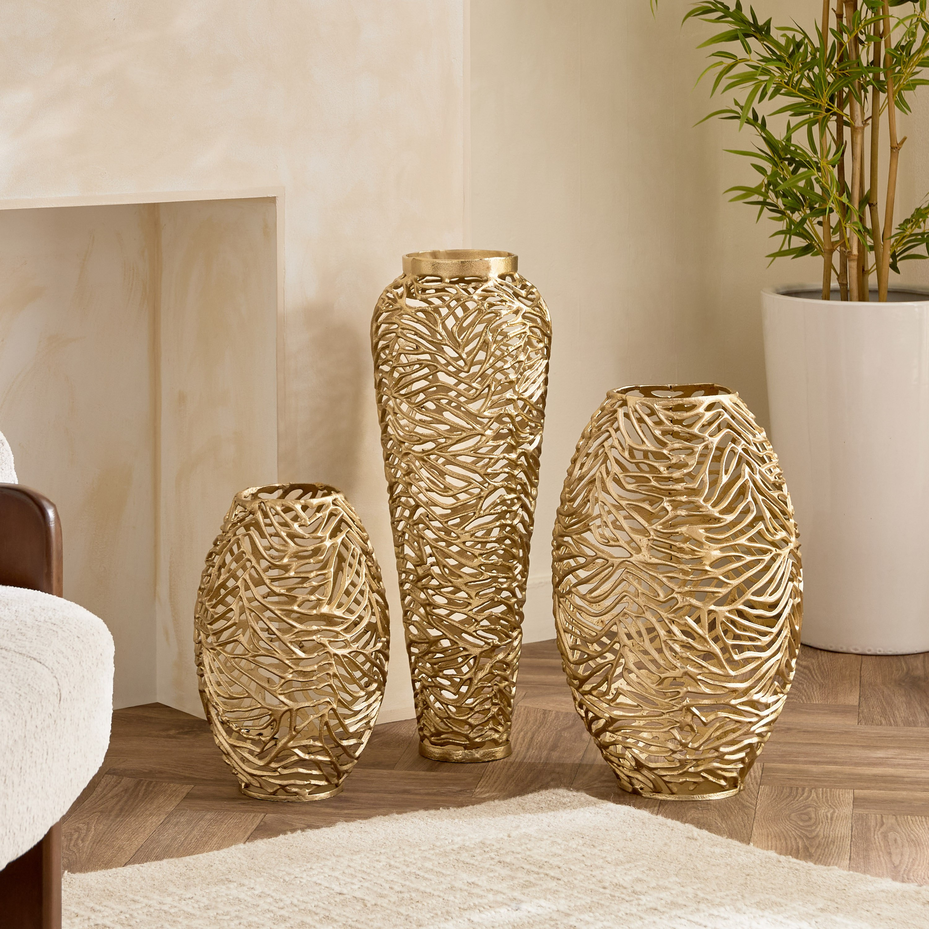 Casa Luxe Decorative Cutwork Vase - 24x24x66 cm-hbxbedroom-decorandaccessories-vases-image-8