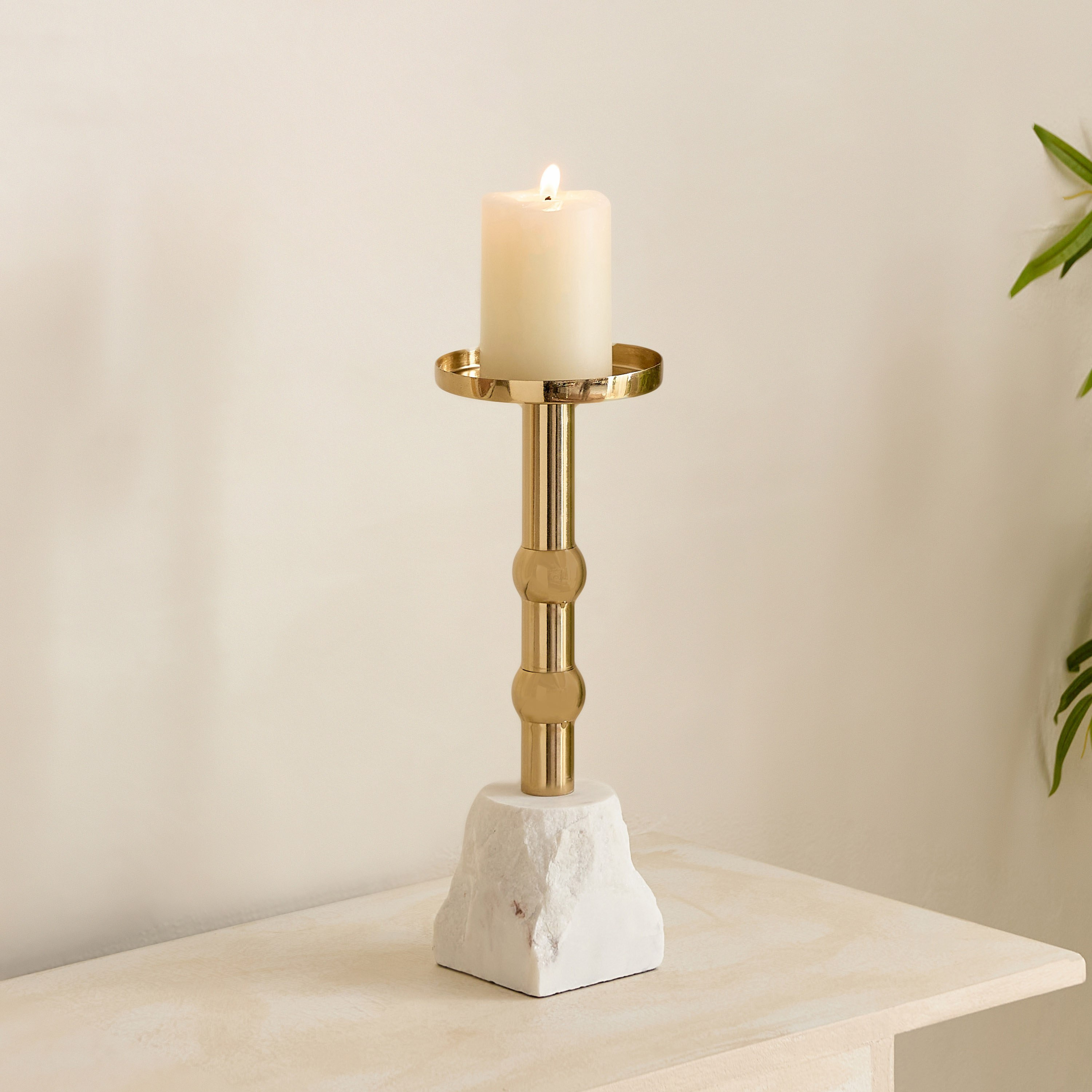 Casa Luxe Decorative Pillar Candleholder - 11x11x28 cm-hbxlivingroom-decorandaccessories-candleholders-image-5
