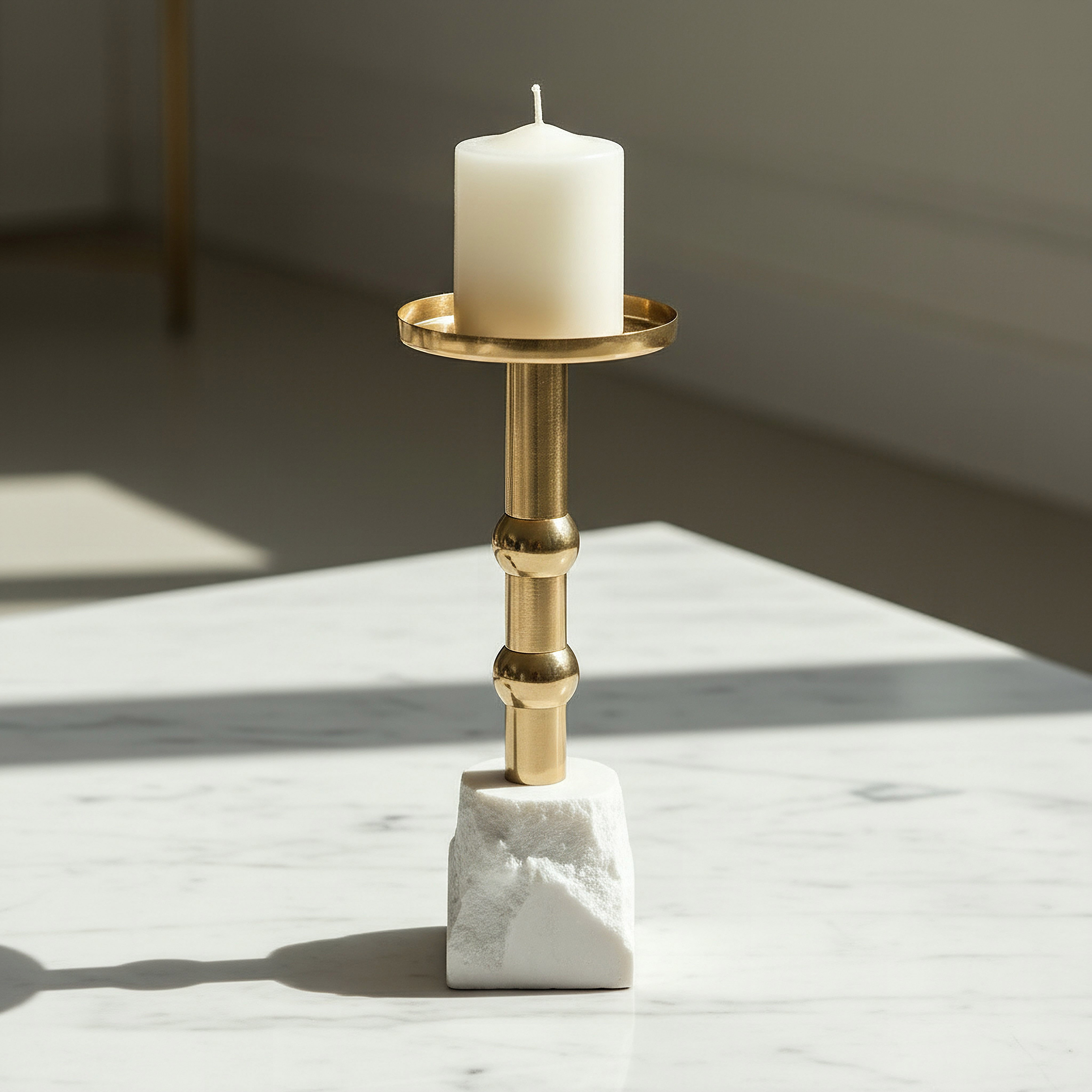 Casa Luxe Decorative Pillar Candleholder - 11x11x28 cm-hbxlivingroom-decorandaccessories-candleholders-image-1