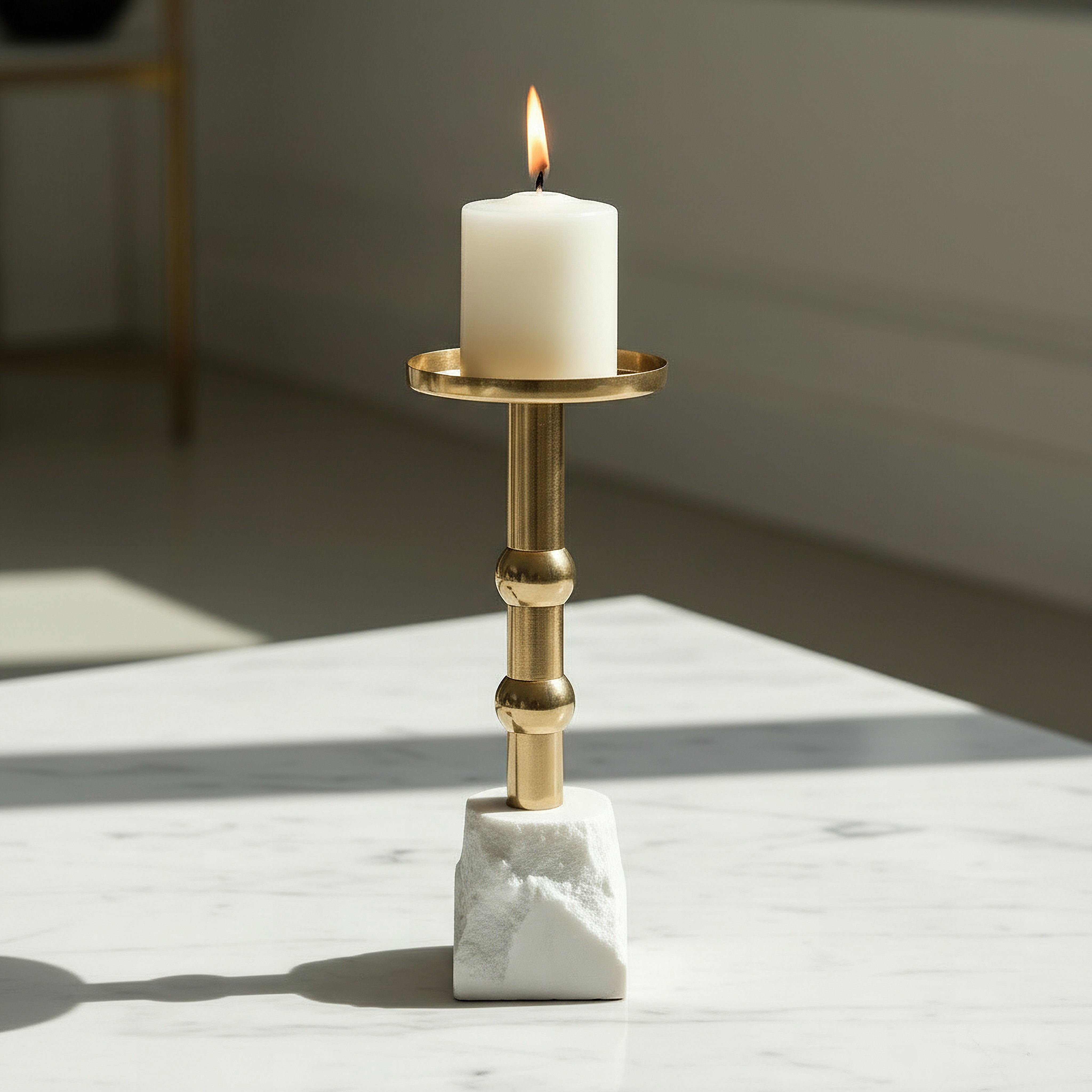 Casa Luxe Decorative Pillar Candleholder - 11x11x28 cm-hbxlivingroom-decorandaccessories-candleholders-image-2