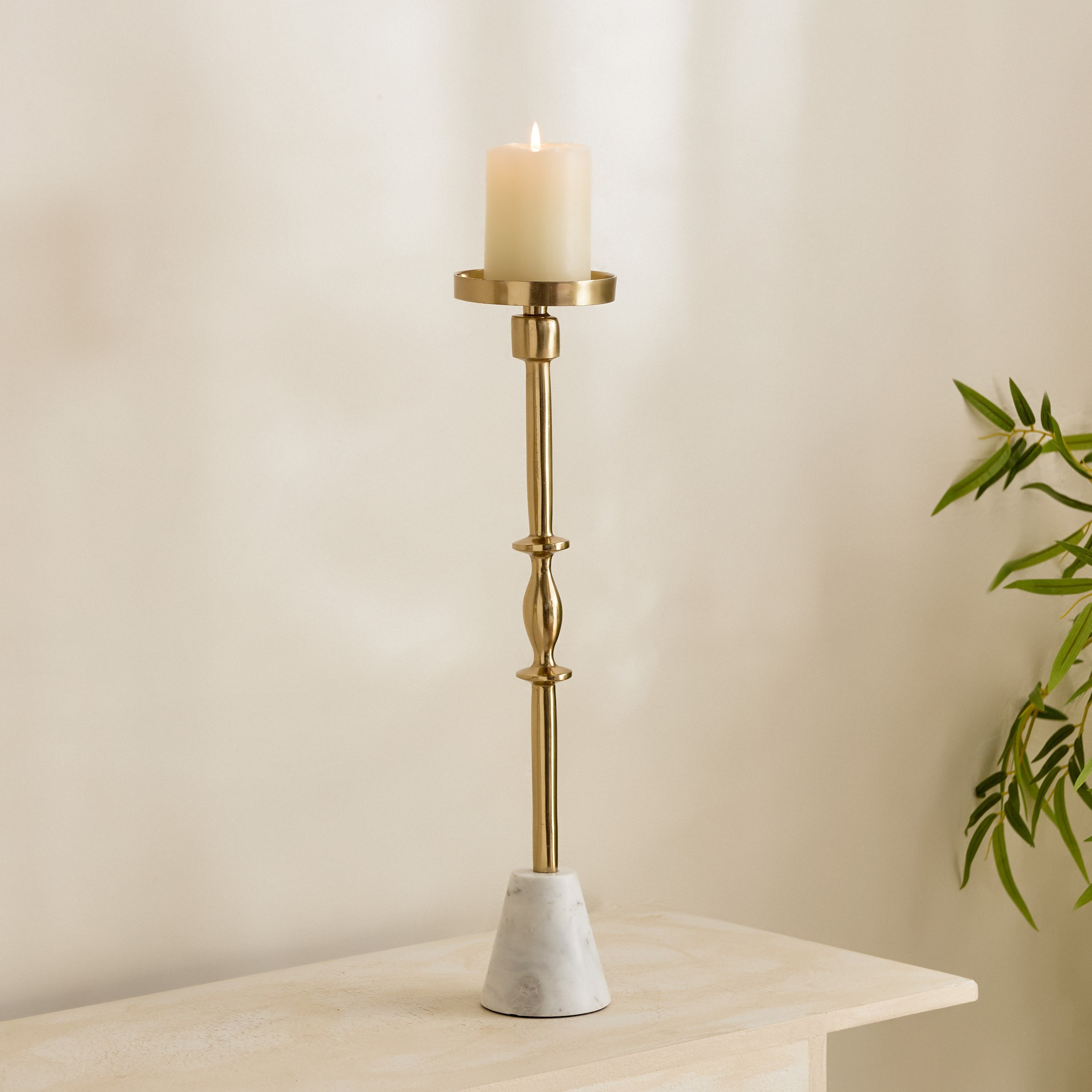 Casa Luxe Decorative Pillar Candleholder - 11x11x42 cm-hbxlivingroom-decorandaccessories-candleholders-image-6
