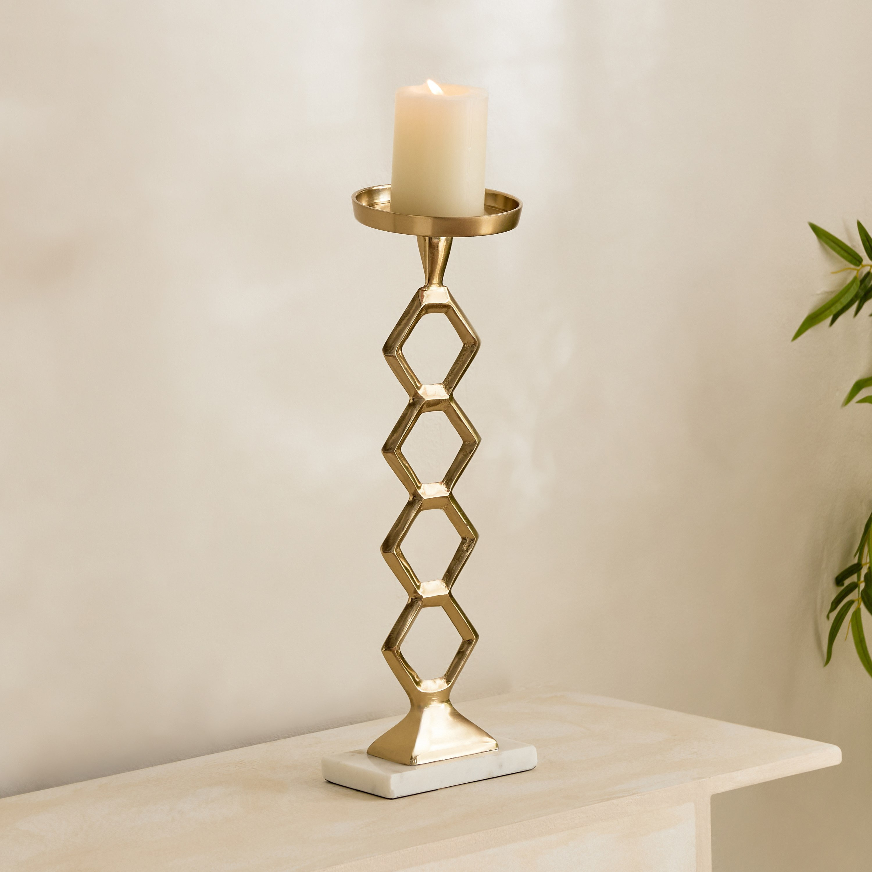 Casa Luxe Decorative Pillar Candleholder - 13x11x38.5 cm-hbxlivingroom-decorandaccessories-candleholders-image-6