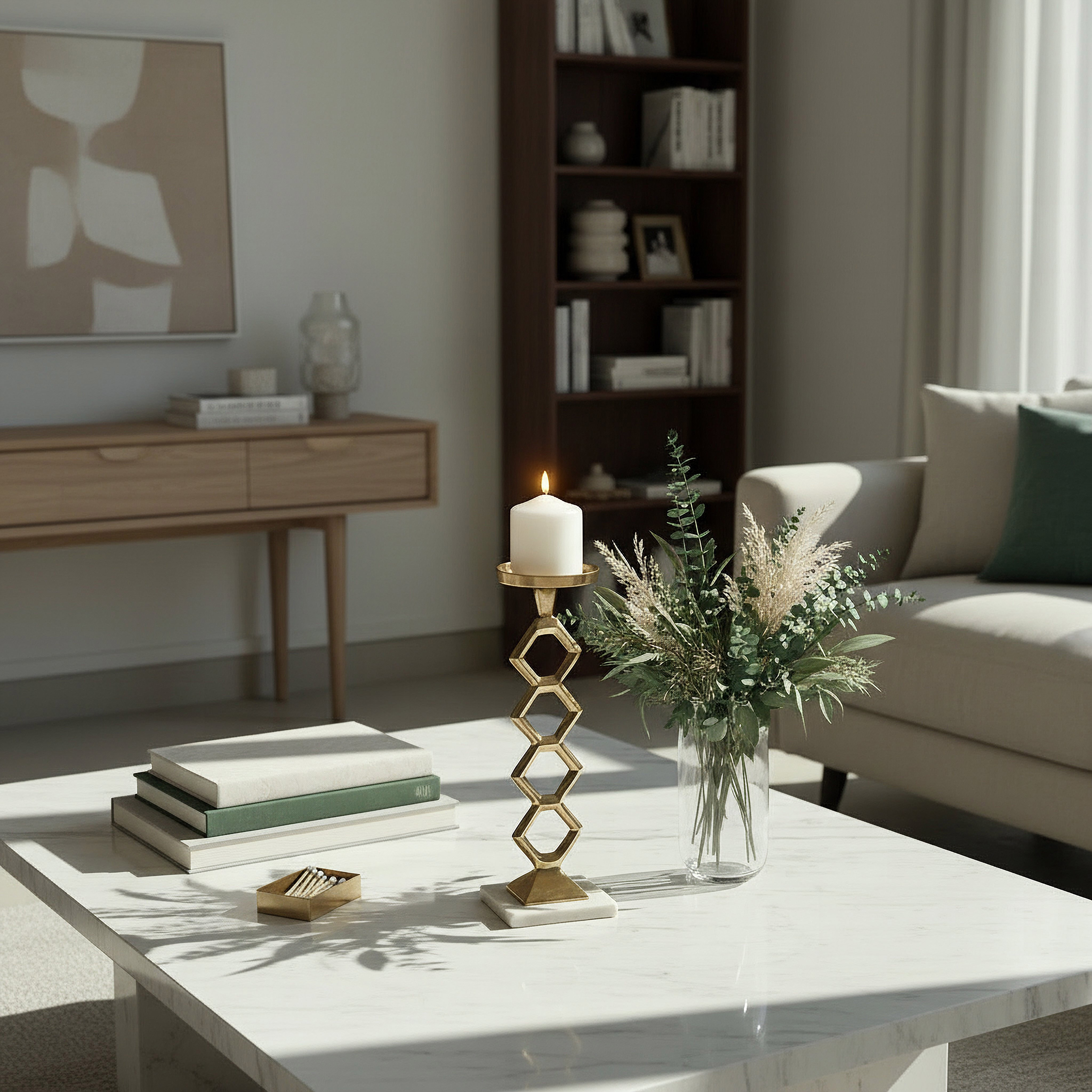 Casa Luxe Decorative Pillar Candleholder - 13x11x38.5 cm-hbxlivingroom-decorandaccessories-candleholders-image-5