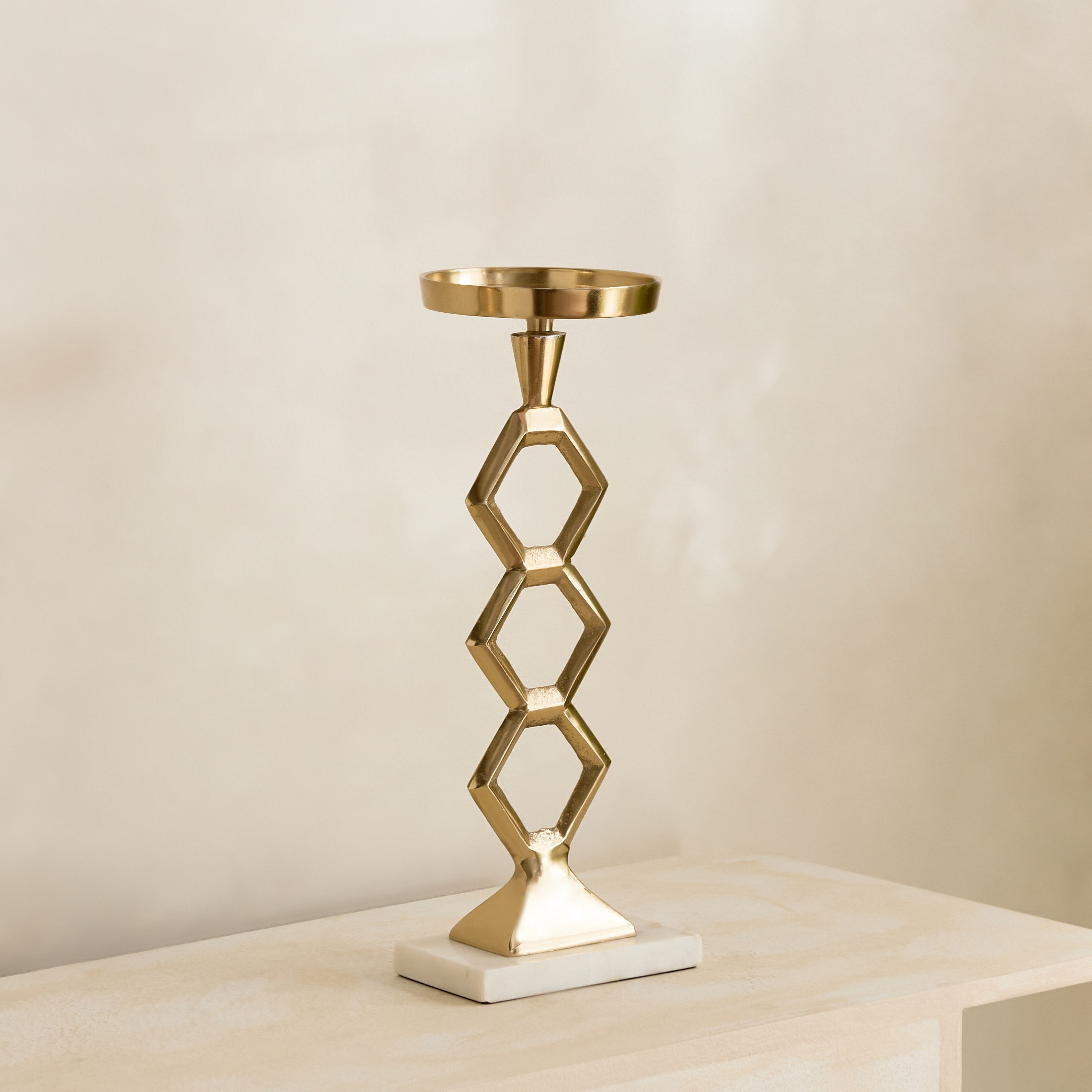 Casa Luxe Decorative Pillar Candleholder - 13x11x32 cm-hbxlivingroom-decorandaccessories-candleholders-image-2