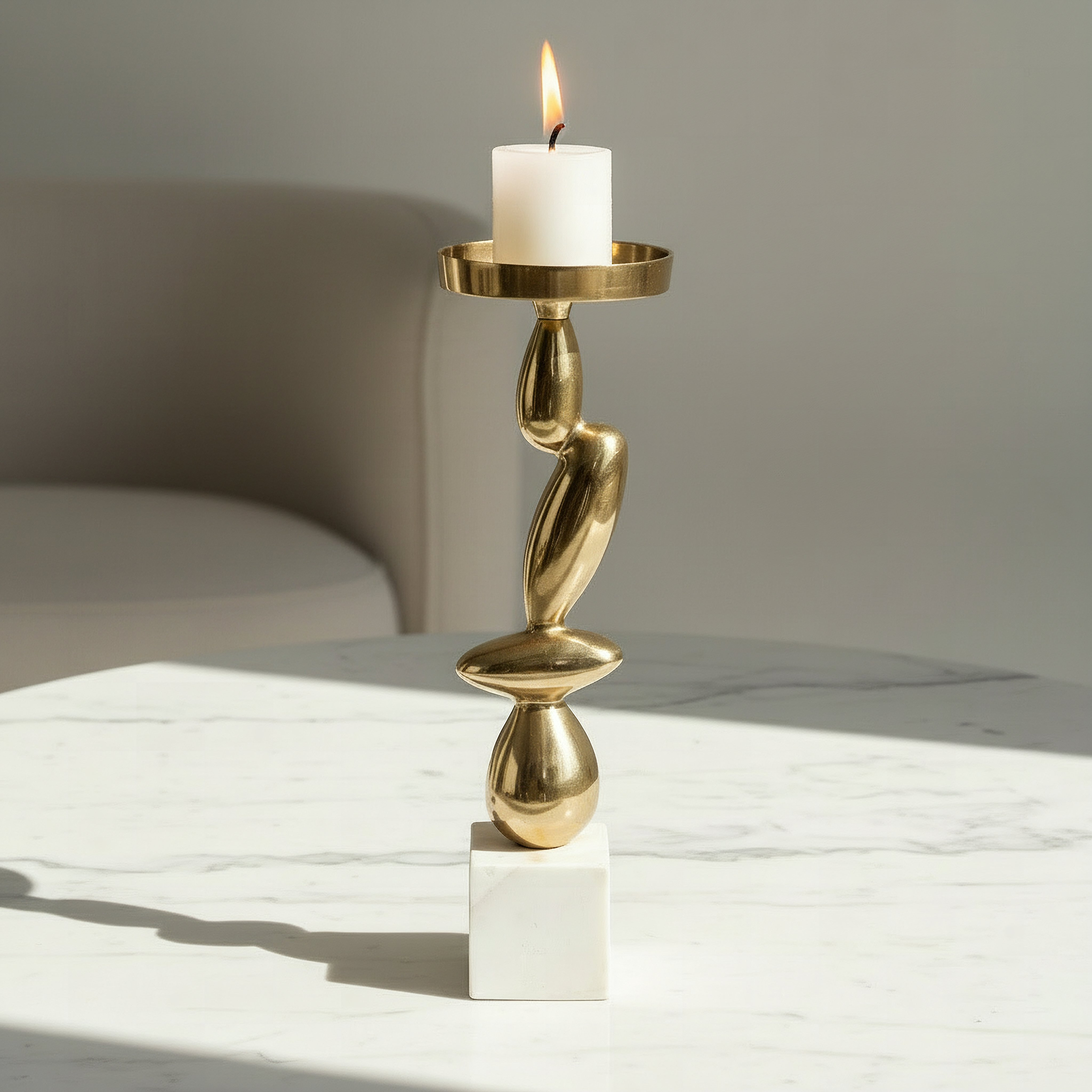 Casa Luxe Decorative Pillar Candleholder - 11x11x34 cm-hbxlivingroom-decorandaccessories-candleholders-image-2