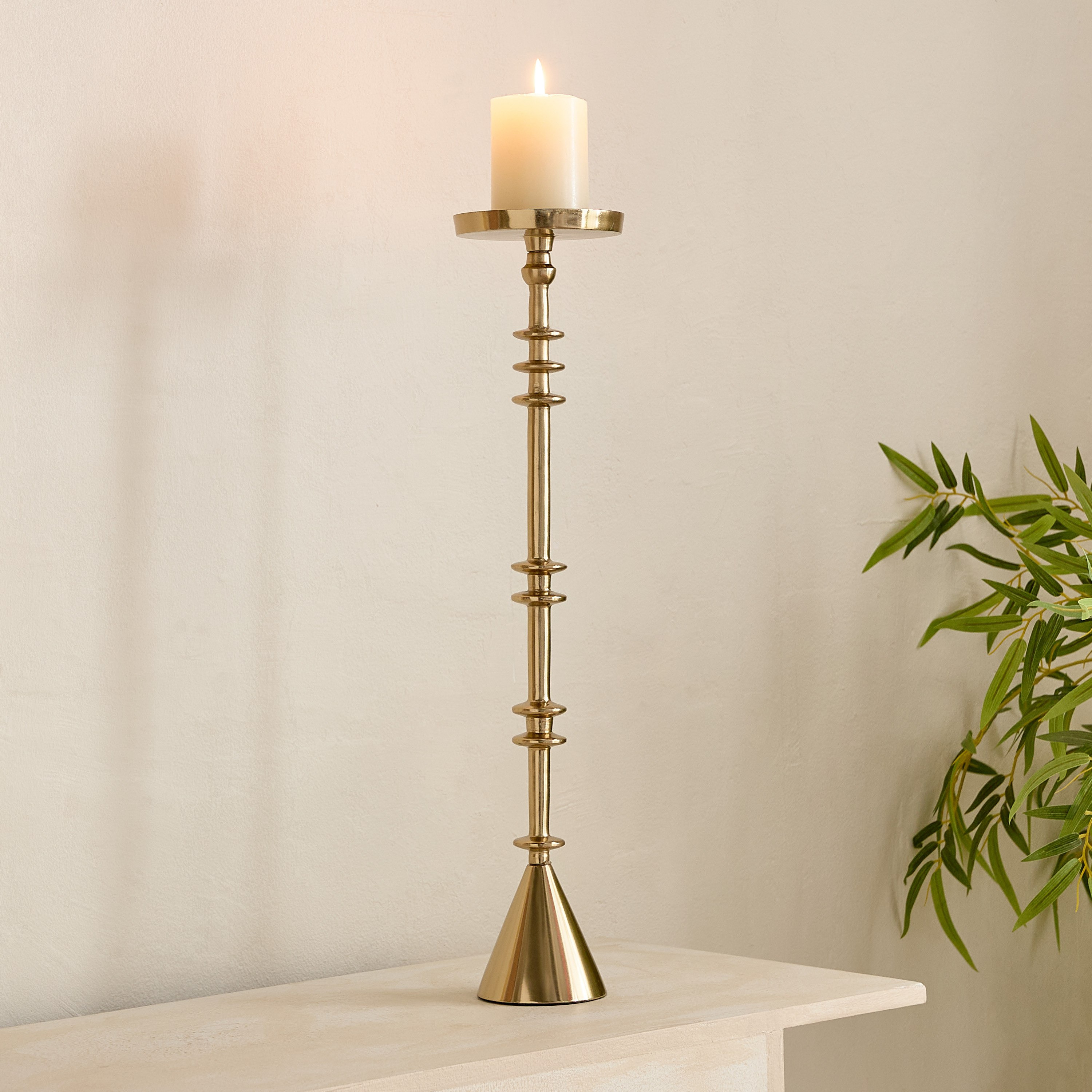 Casa Luxe Decorative Pillar Candleholder - 11.5x11.5x48 cm-hbxlivingroom-decorandaccessories-candleholders-image-6
