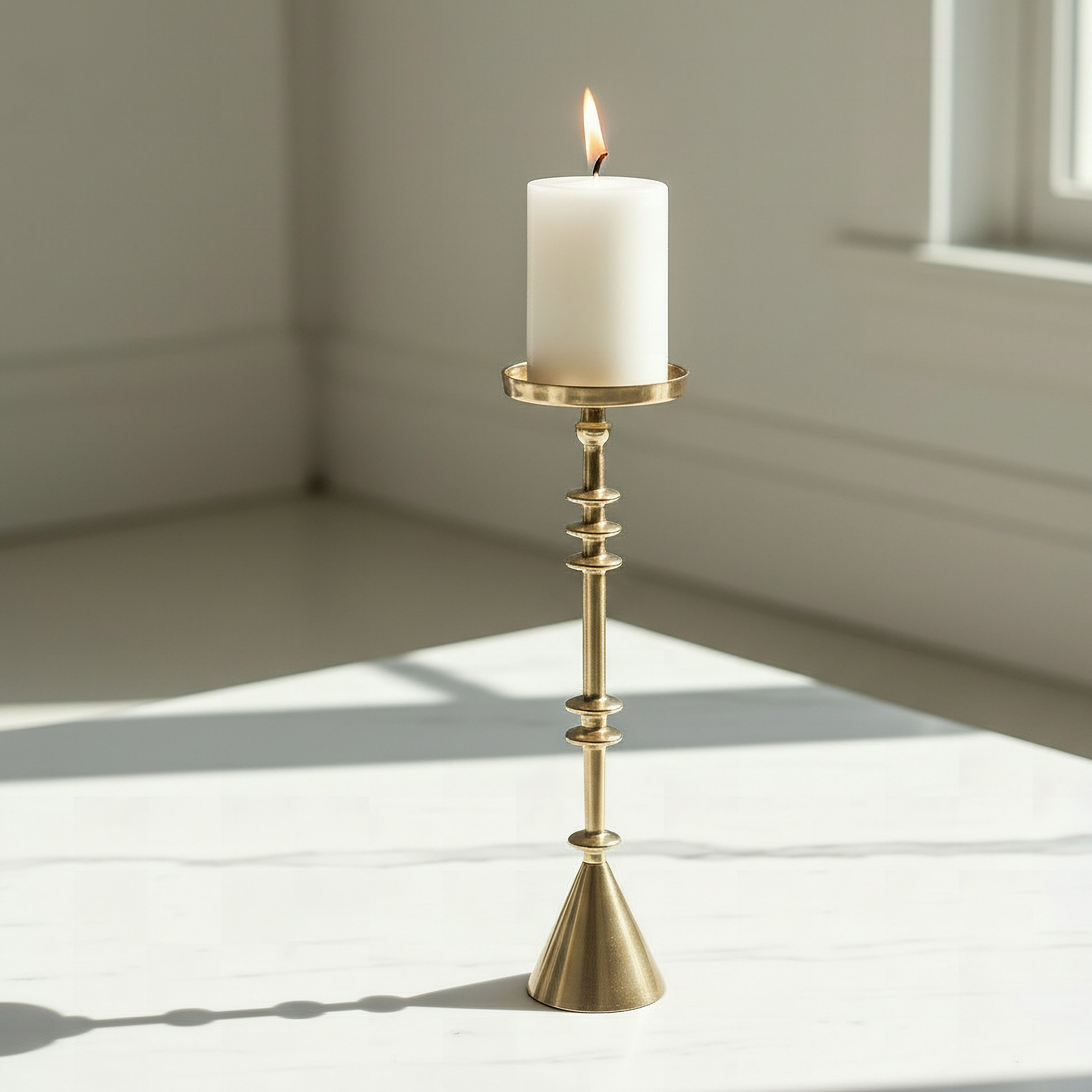 Casa Luxe Decorative Pillar Candleholder - 11.5x11.5x48 cm-hbxlivingroom-decorandaccessories-candleholders-image-2