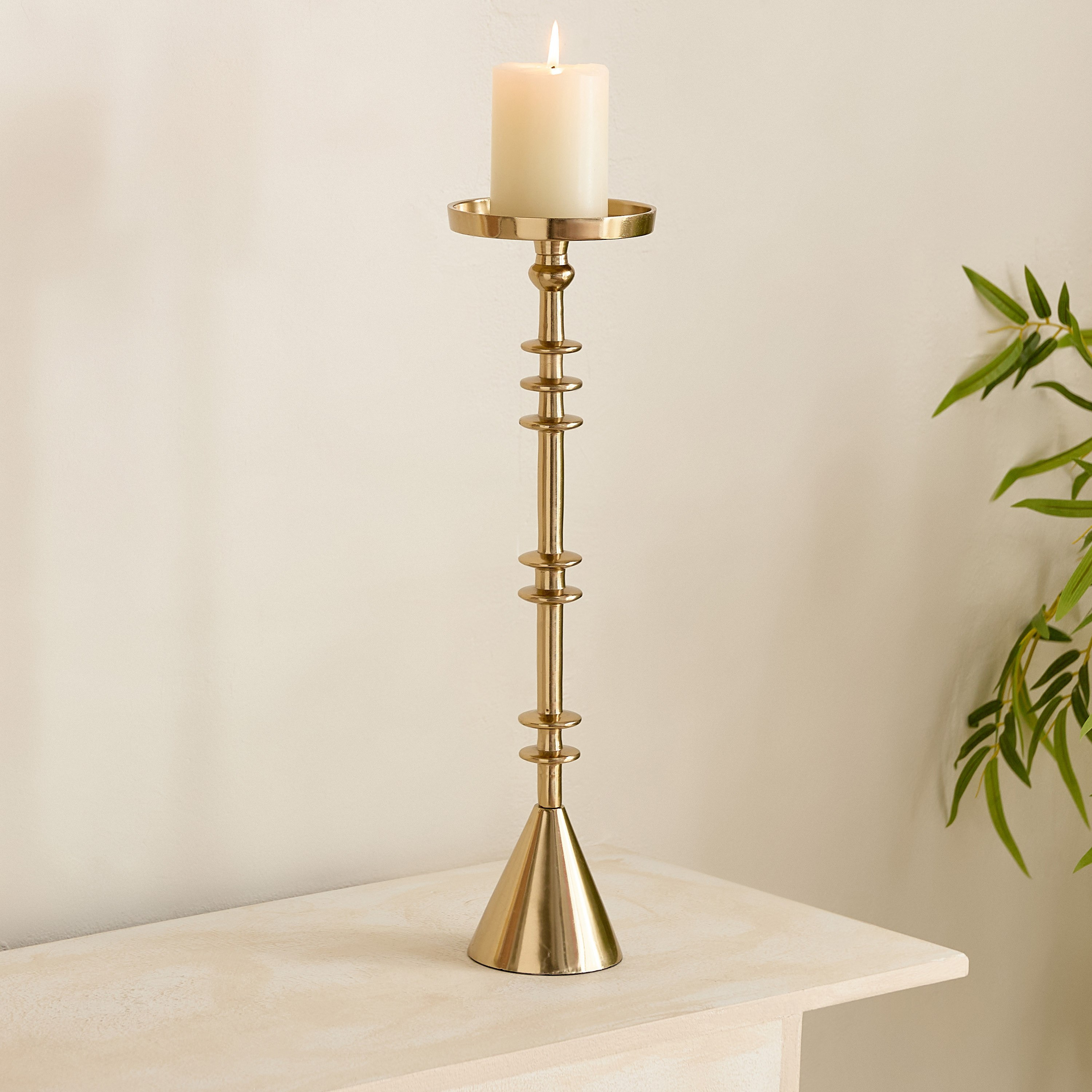 Casa Luxe Decorative Pillar Candleholder - 11.5x11.5x41 cm-hbxlivingroom-decorandaccessories-candleholders-image-6