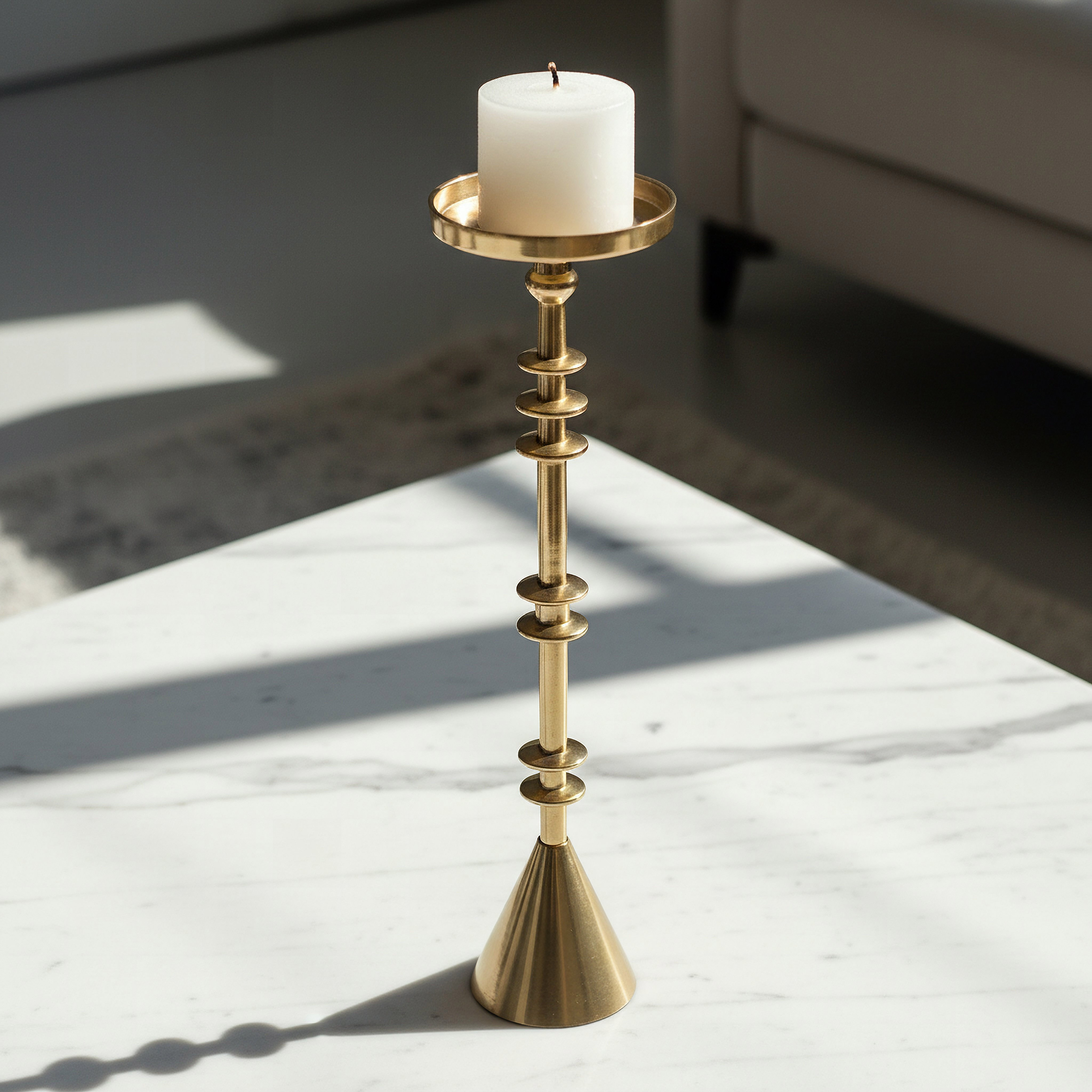 Casa Luxe Decorative Pillar Candleholder - 11.5x11.5x41 cm-hbxlivingroom-decorandaccessories-candleholders-image-1