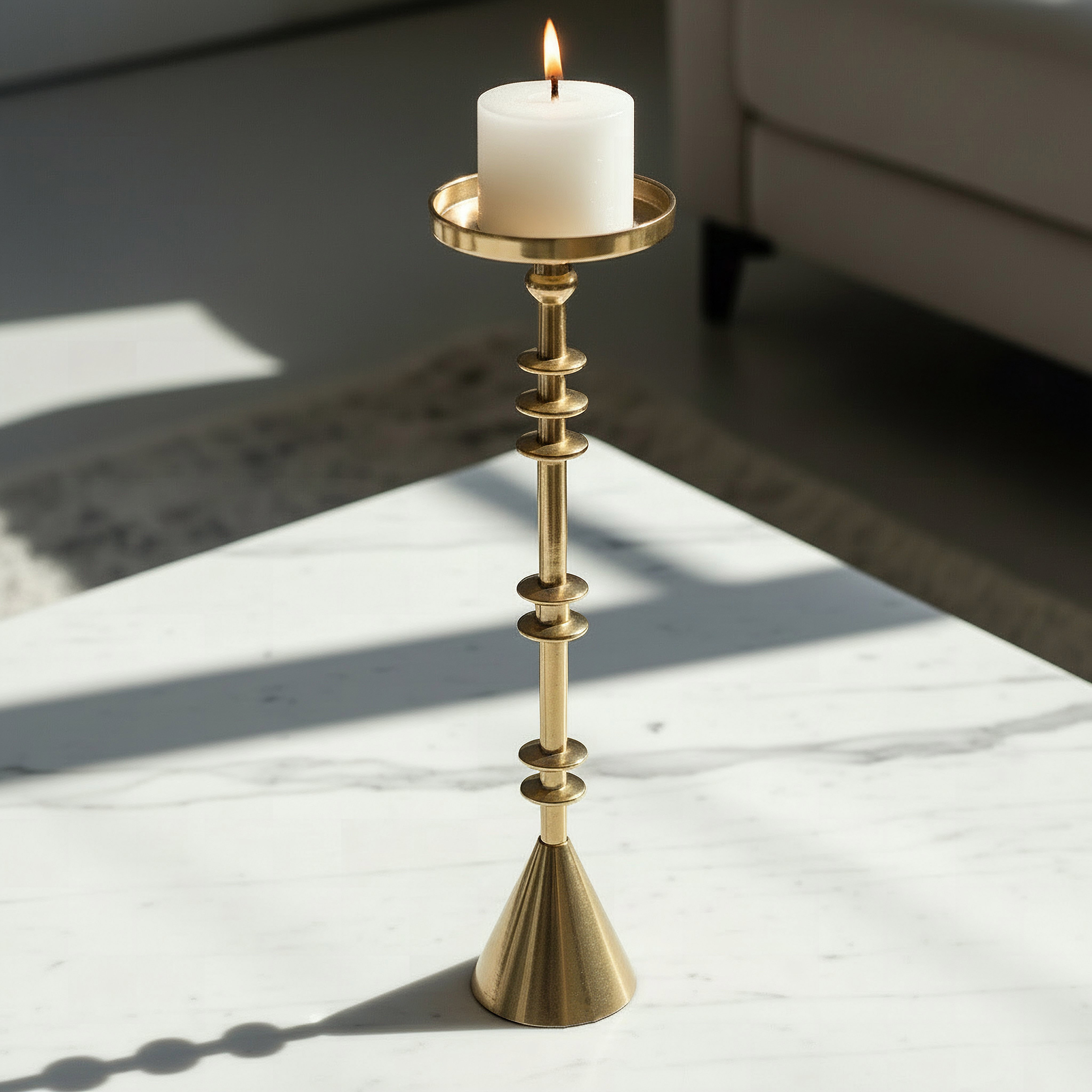 Casa Luxe Decorative Pillar Candleholder - 11.5x11.5x41 cm-hbxlivingroom-decorandaccessories-candleholders-image-2