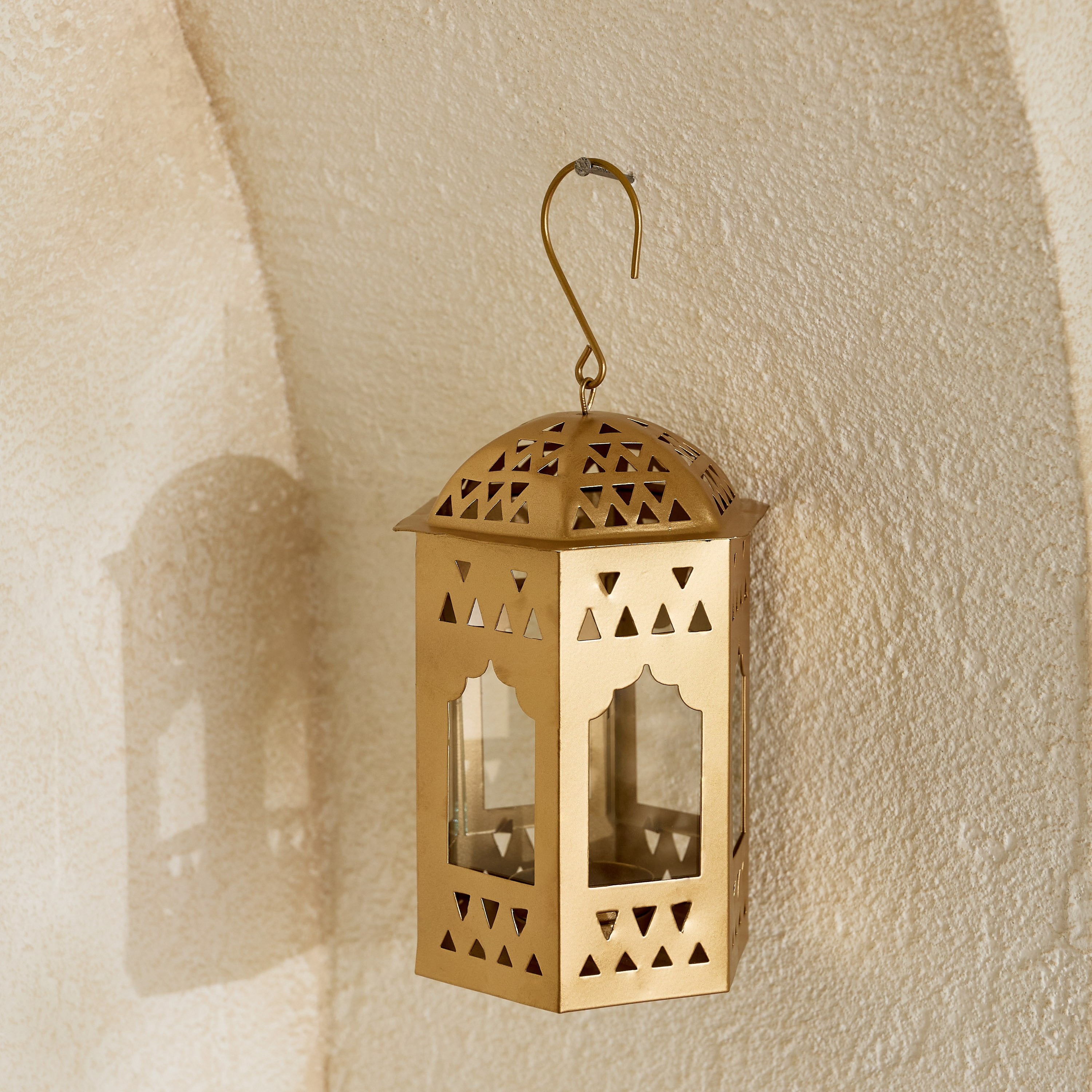 Isaba Marlina Decorative Tealight Lantern with Glass - 11x9.5x15 cm-hbxlivingroom-decorandaccessories-candleholders-image-2