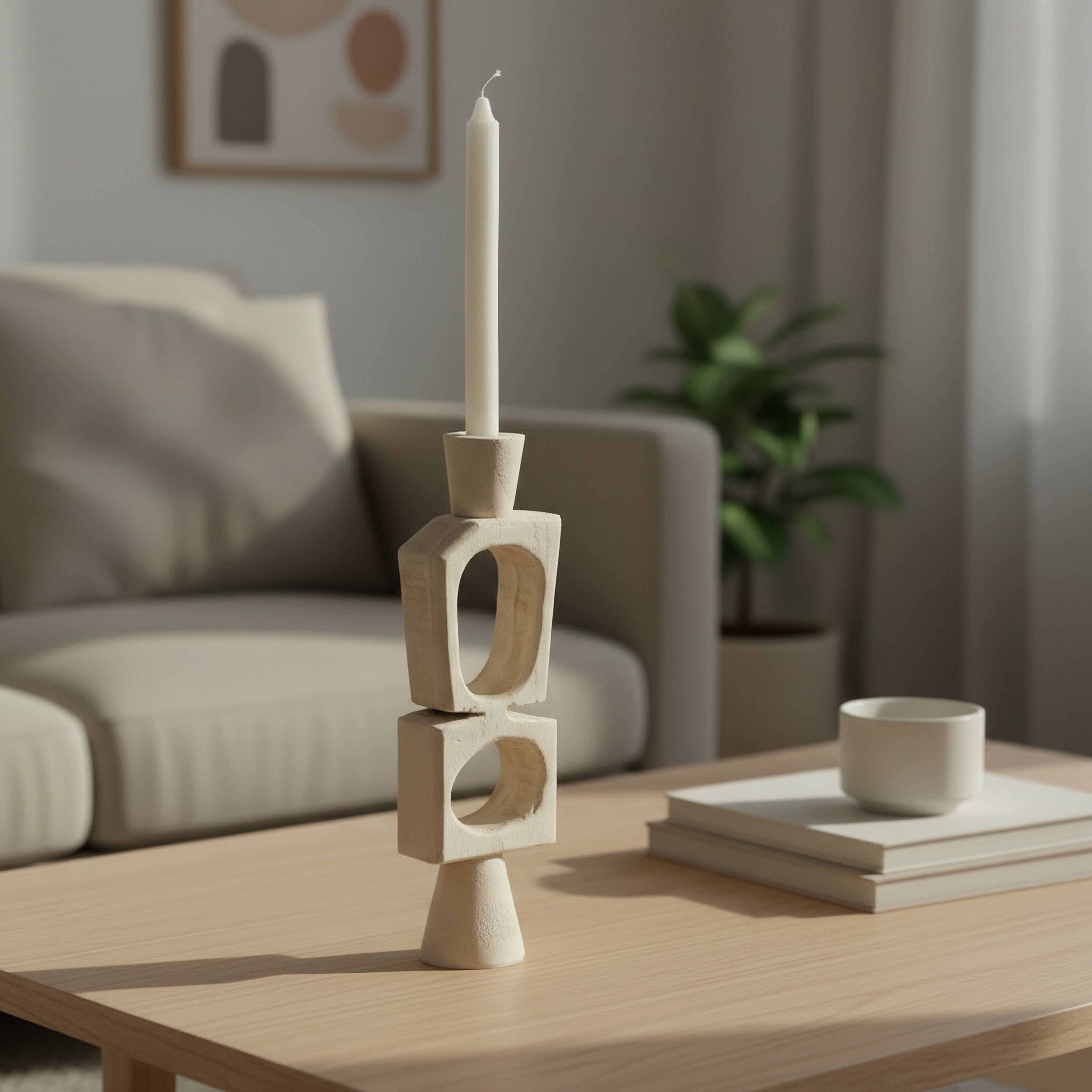 حامل شموع رفيعة راتنج ديكور من فريسكو فيلا - 9.8x6.7x33 سم-hbxlivingroom-decorandaccessories-candleholders-image-5