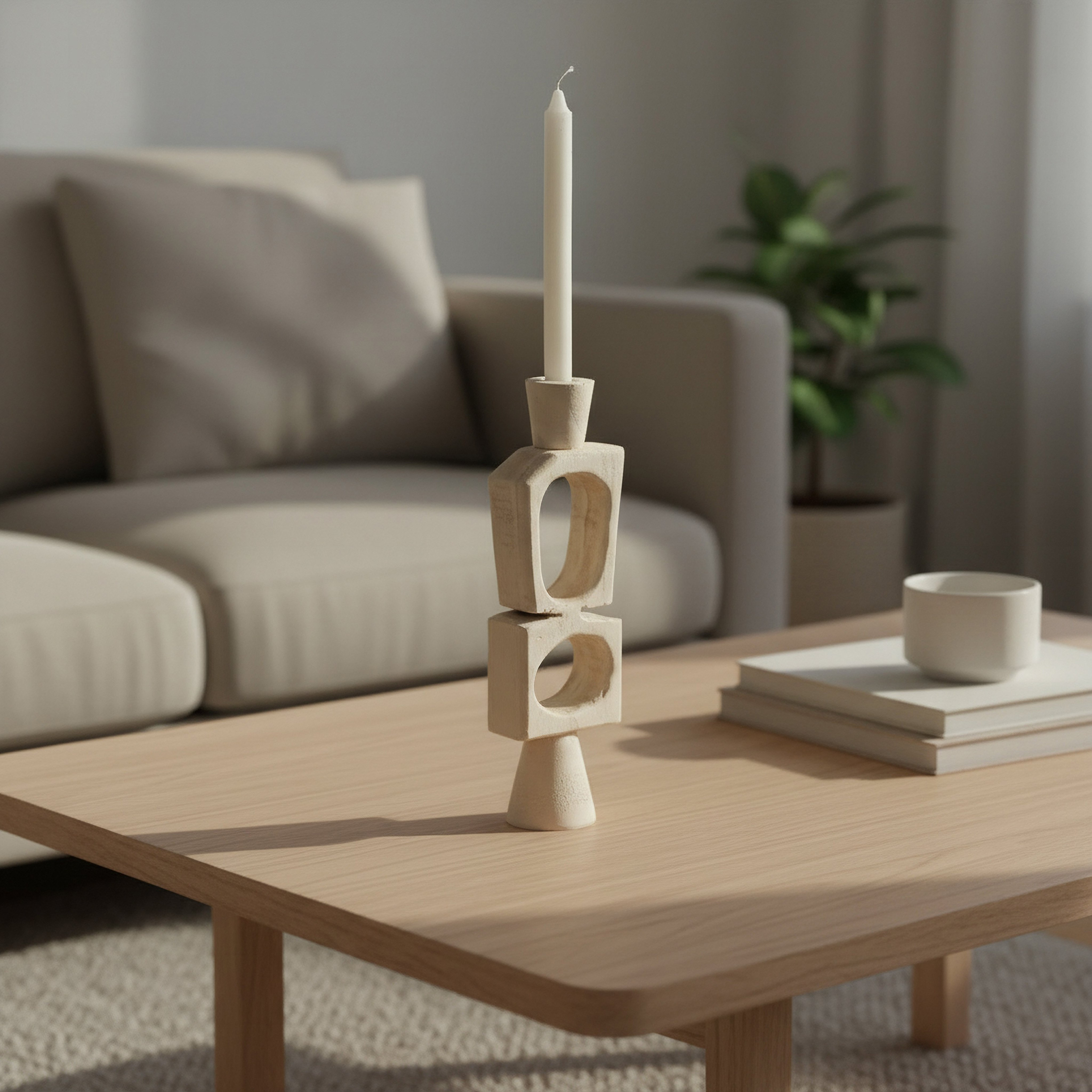 حامل شموع رفيعة راتنج ديكور من فريسكو فيلا - 9.8x6.7x33 سم-hbxlivingroom-decorandaccessories-candleholders-image-1