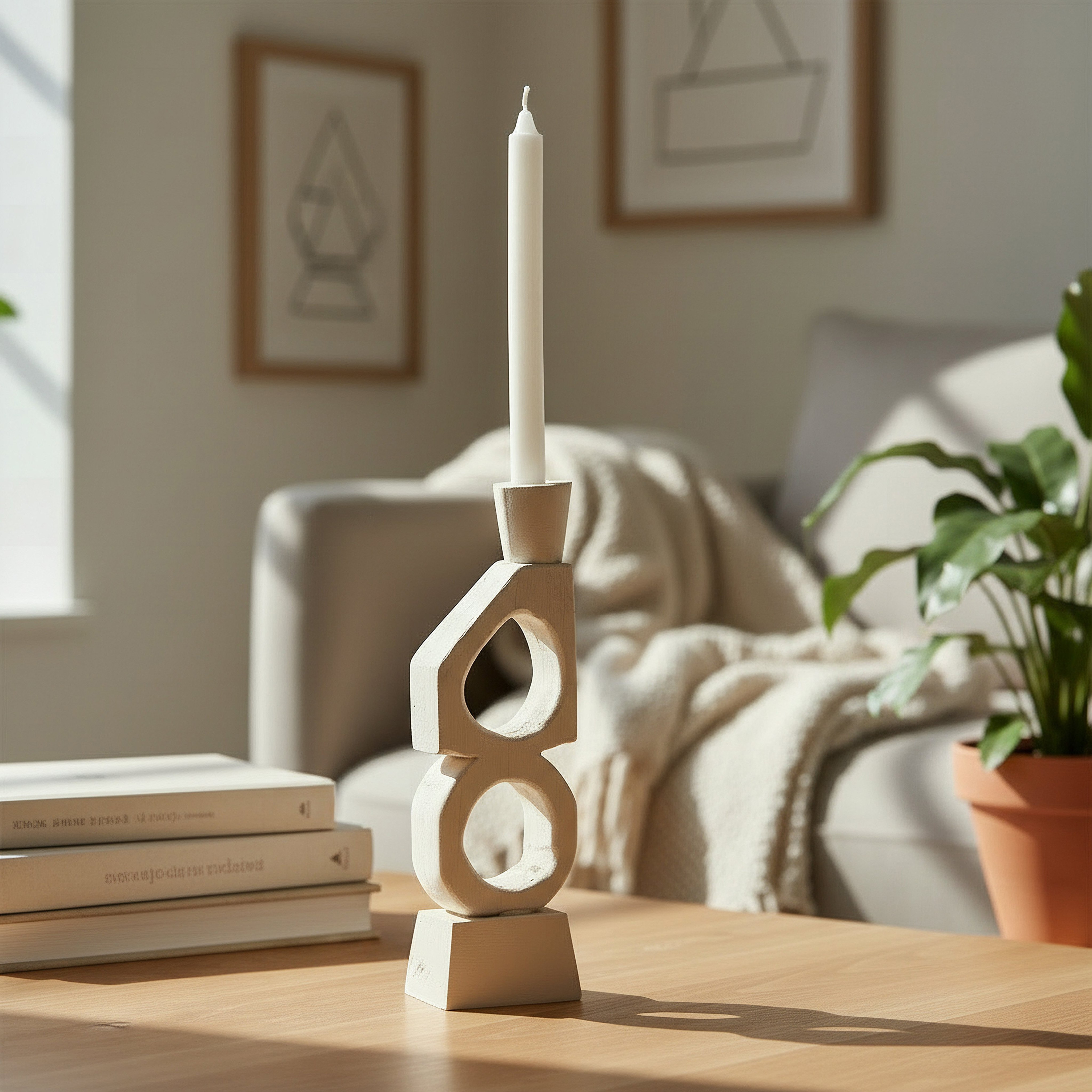 حامل شموع رفيعة راتنج ديكور من فريسكو فيلا - 10x6.5x31.7 سم-hbxlivingroom-decorandaccessories-candleholders-image-5