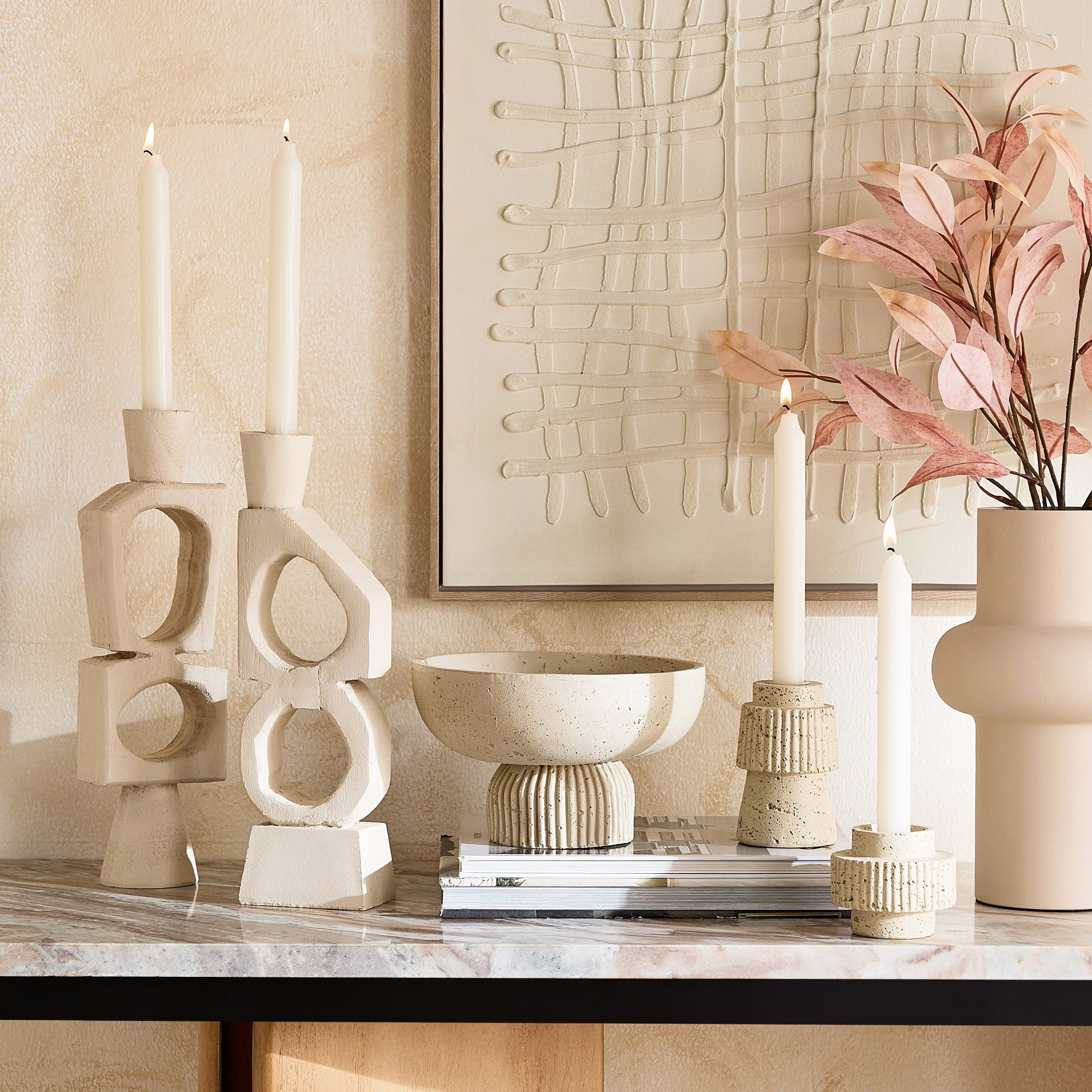 حامل شموع رفيعة راتنج ديكور من فريسكو فيلا - 10x6.5x31.7 سم-hbxlivingroom-decorandaccessories-candleholders-image-10