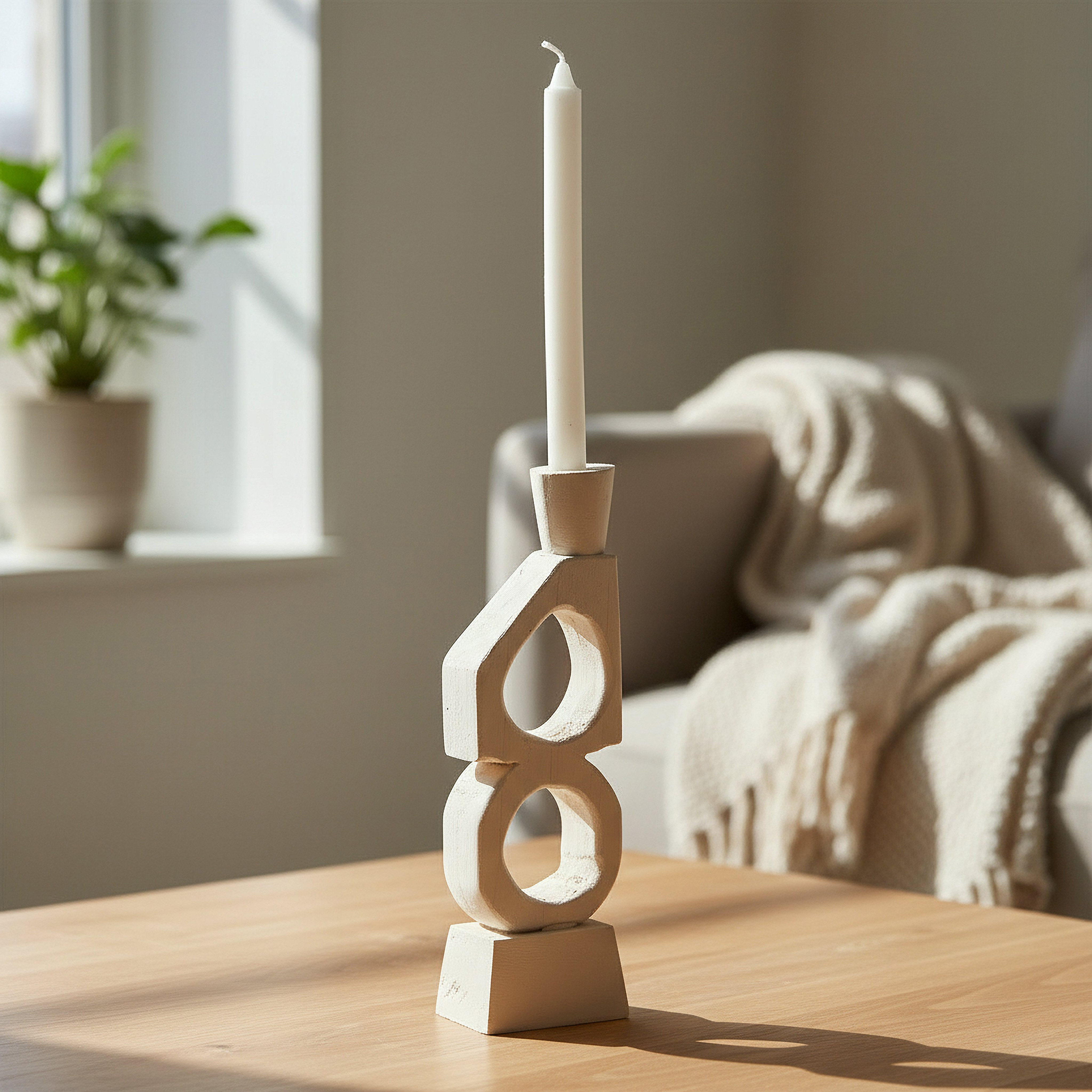حامل شموع رفيعة راتنج ديكور من فريسكو فيلا - 10x6.5x31.7 سم-hbxlivingroom-decorandaccessories-candleholders-image-1