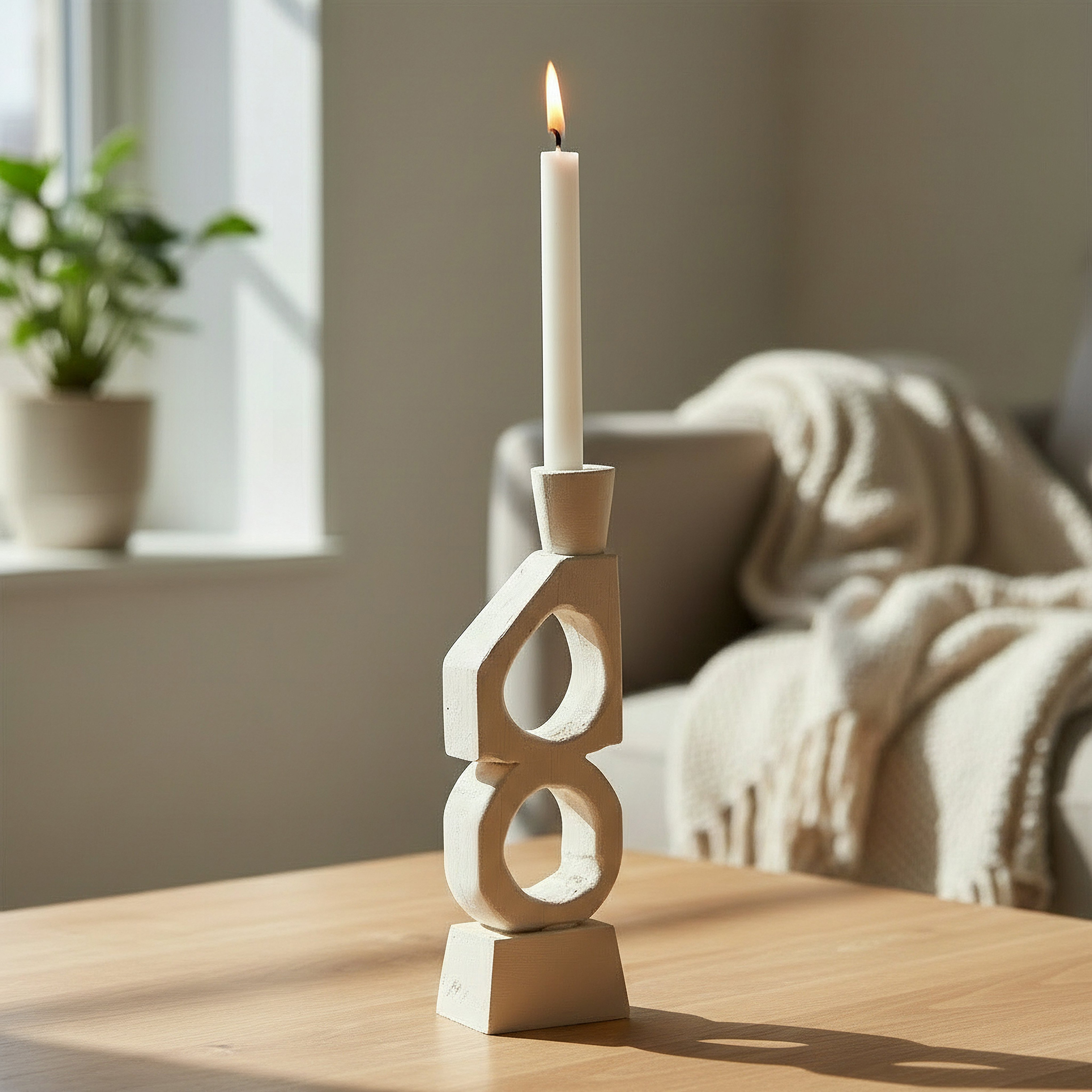 حامل شموع رفيعة راتنج ديكور من فريسكو فيلا - 10x6.5x31.7 سم-hbxlivingroom-decorandaccessories-candleholders-image-2