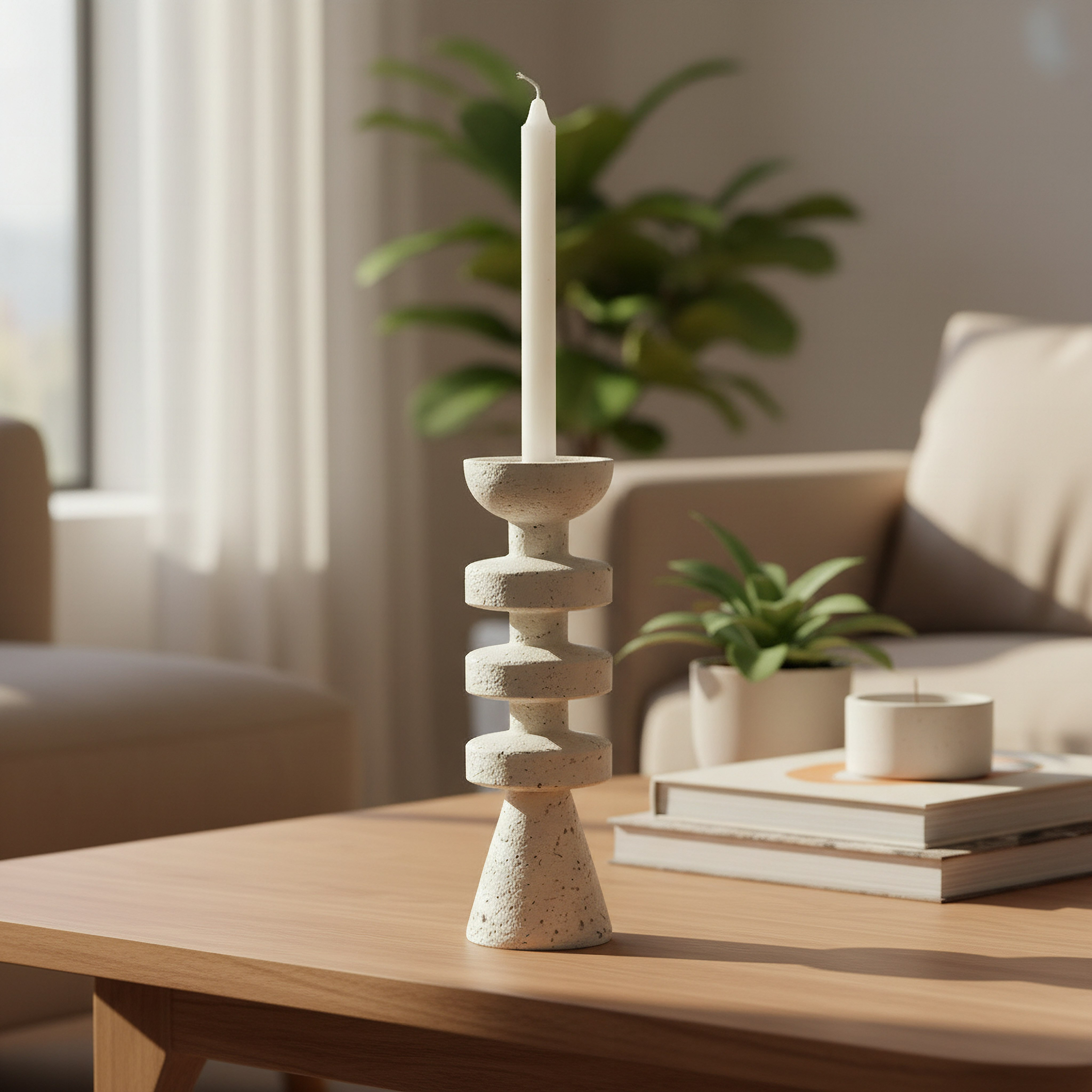 Fresco Vila Decorative Resin Taper Candleholder - 9.3x9.3x30 cm-hbxlivingroom-decorandaccessories-candleholders-image-5
