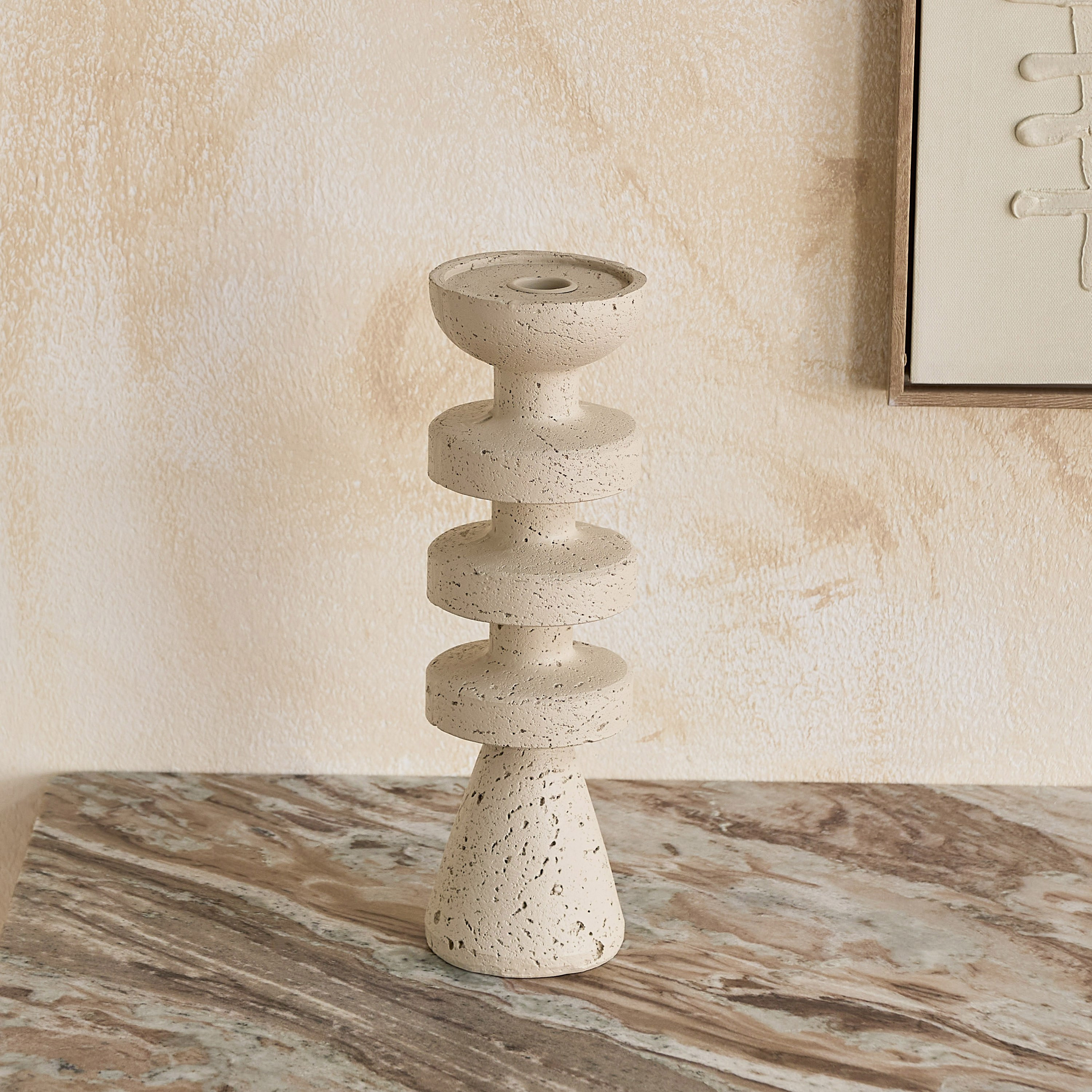 Fresco Vila Decorative Resin Taper Candleholder - 9.3x9.3x30 cm-hbxlivingroom-decorandaccessories-candleholders-image-7