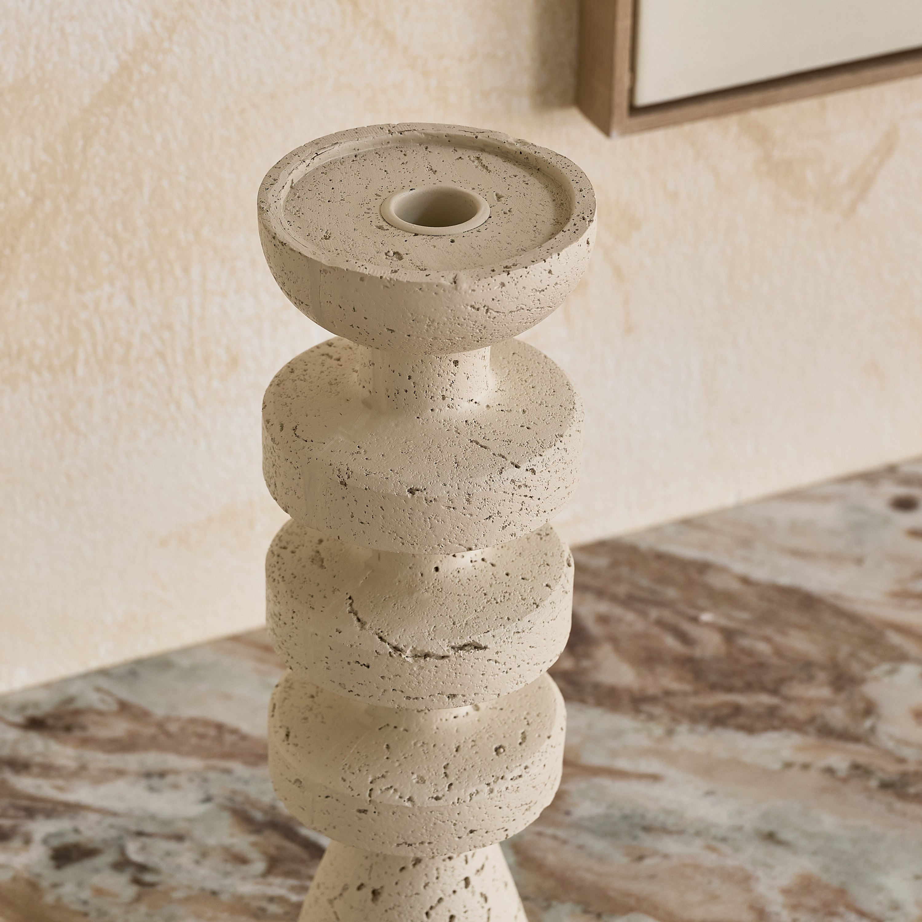 Fresco Vila Decorative Resin Taper Candleholder - 9.3x9.3x30 cm-hbxlivingroom-decorandaccessories-candleholders-image-8