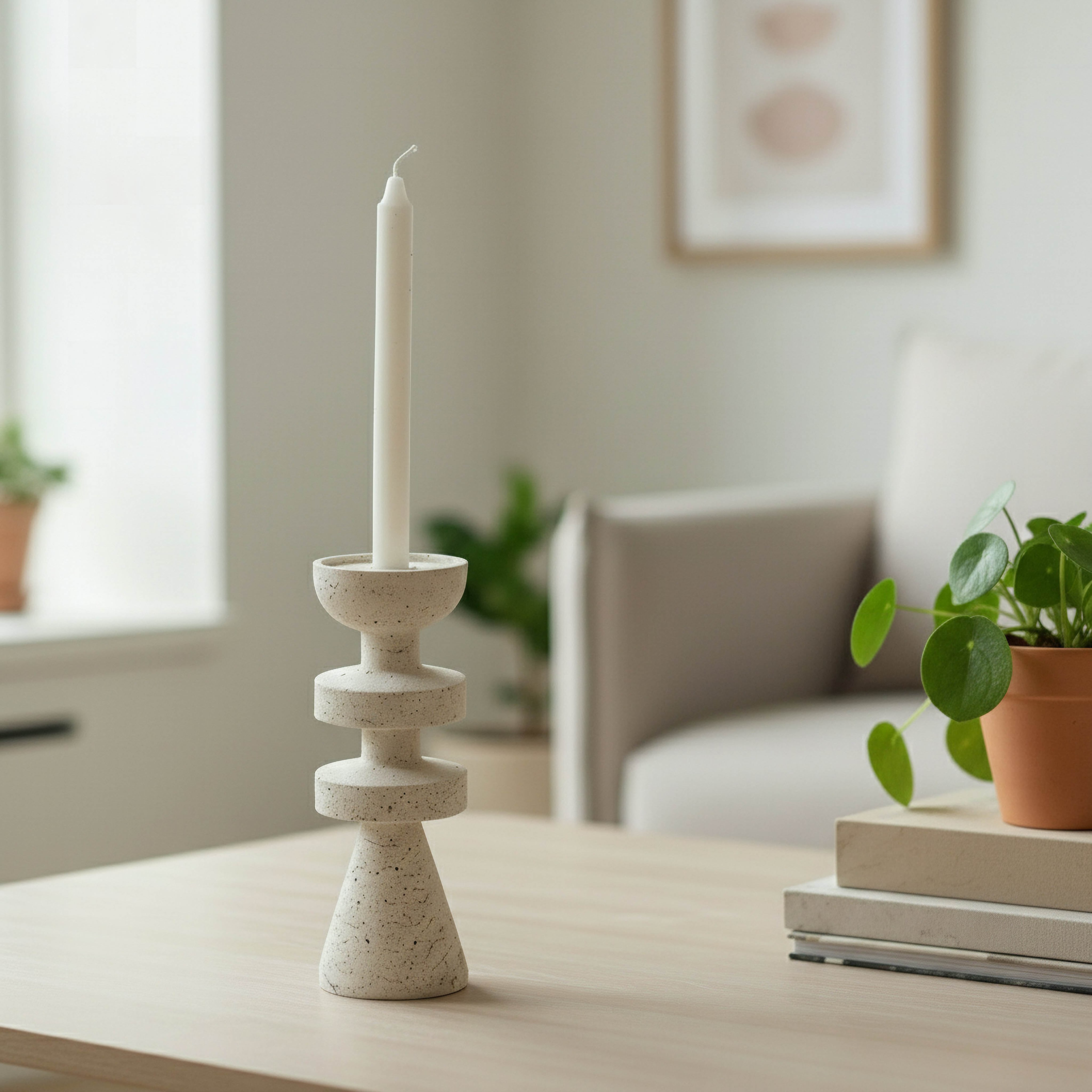 Fresco Vila Decorative Resin Taper Candleholder - 9x9x25 cm-hbxlivingroom-decorandaccessories-candleholders-image-5