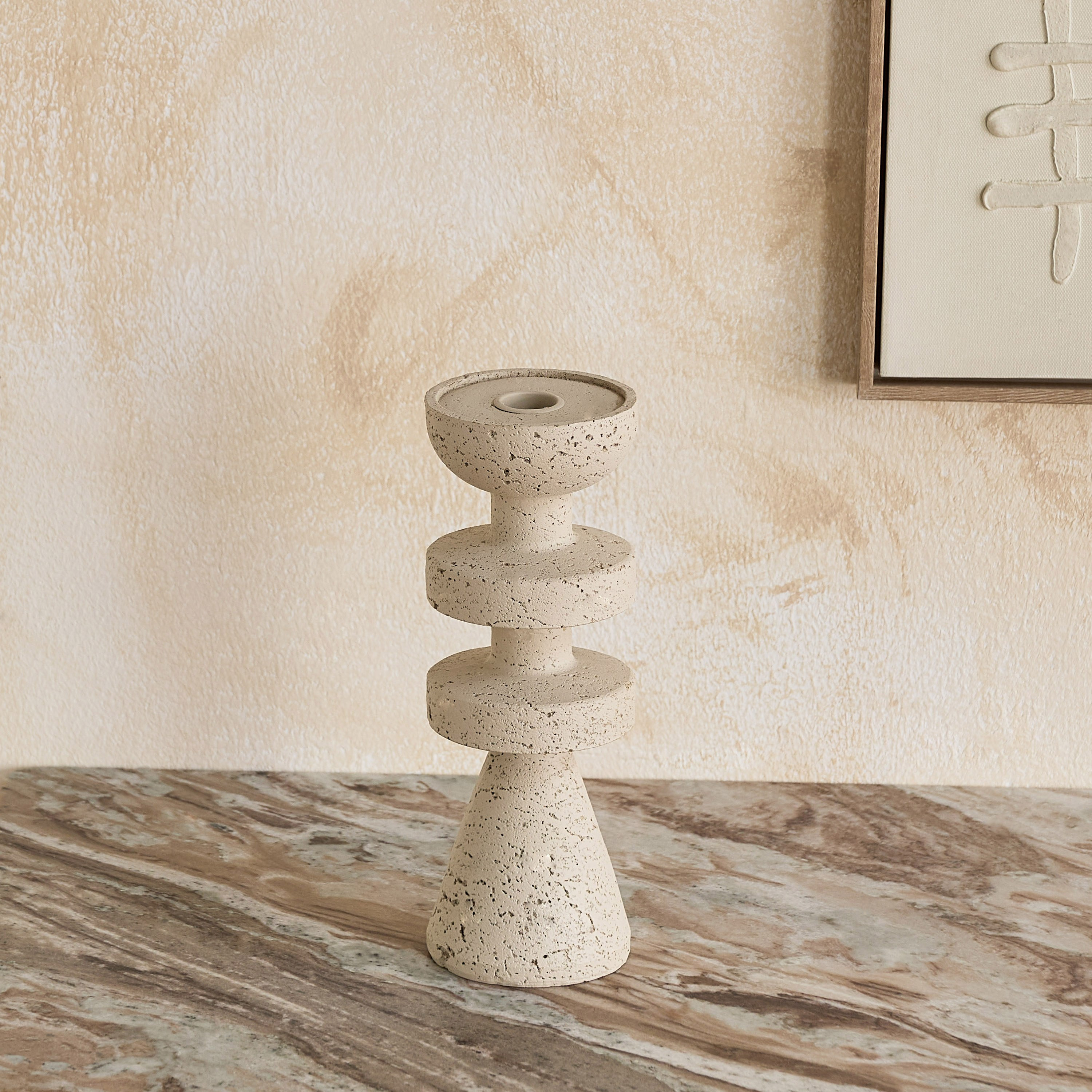 Fresco Vila Decorative Resin Taper Candleholder - 9x9x25 cm-hbxlivingroom-decorandaccessories-candleholders-image-7