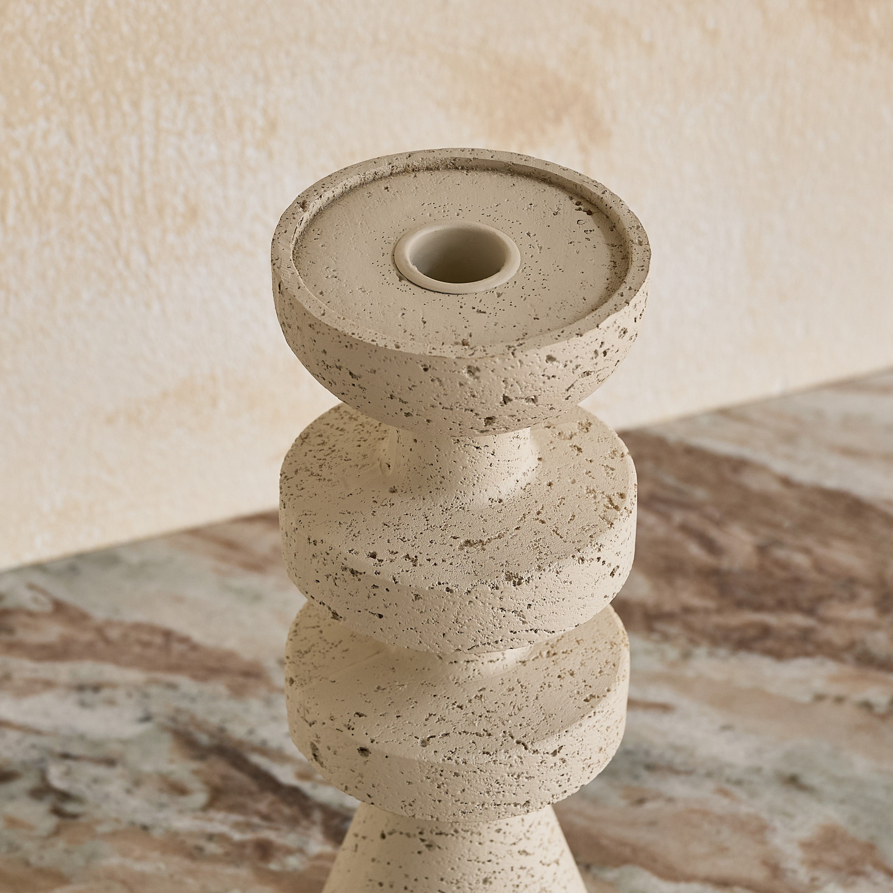 Fresco Vila Decorative Resin Taper Candleholder - 9x9x25 cm-hbxlivingroom-decorandaccessories-candleholders-image-8