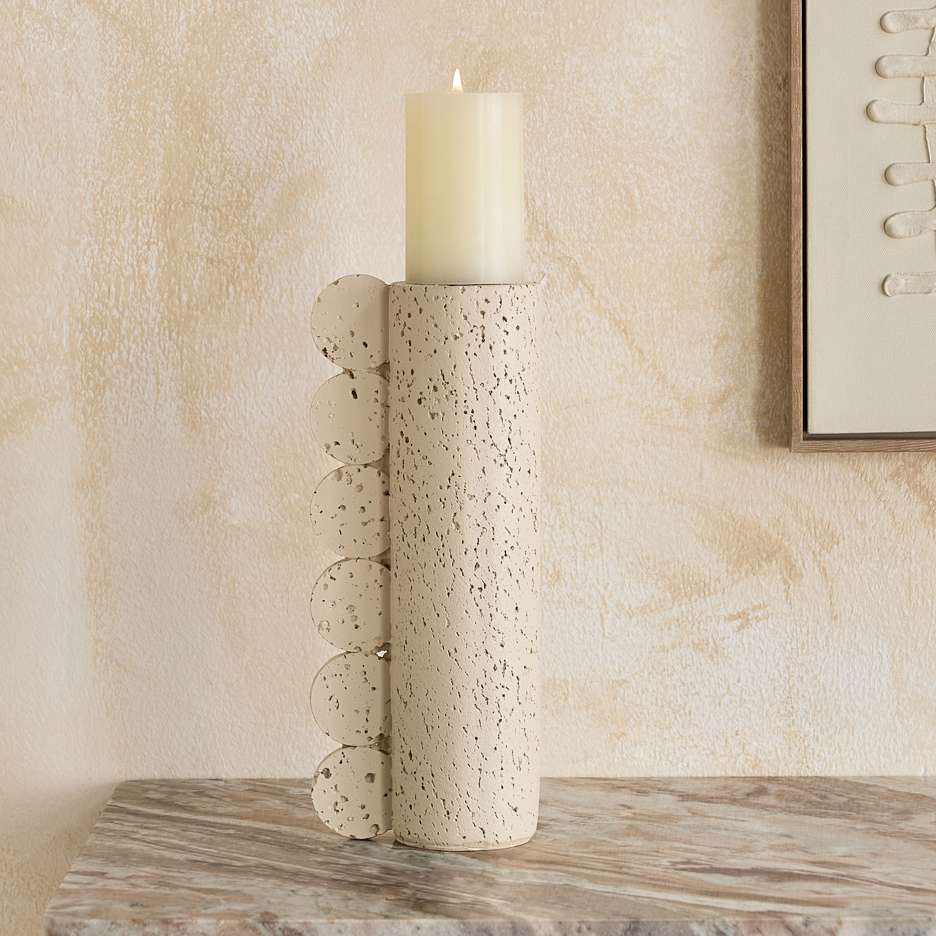 Fresco Vila Decorative Resin Pillar Candleholder - 12x8x30 cm-hbxlivingroom-decorandaccessories-candleholders-image-6