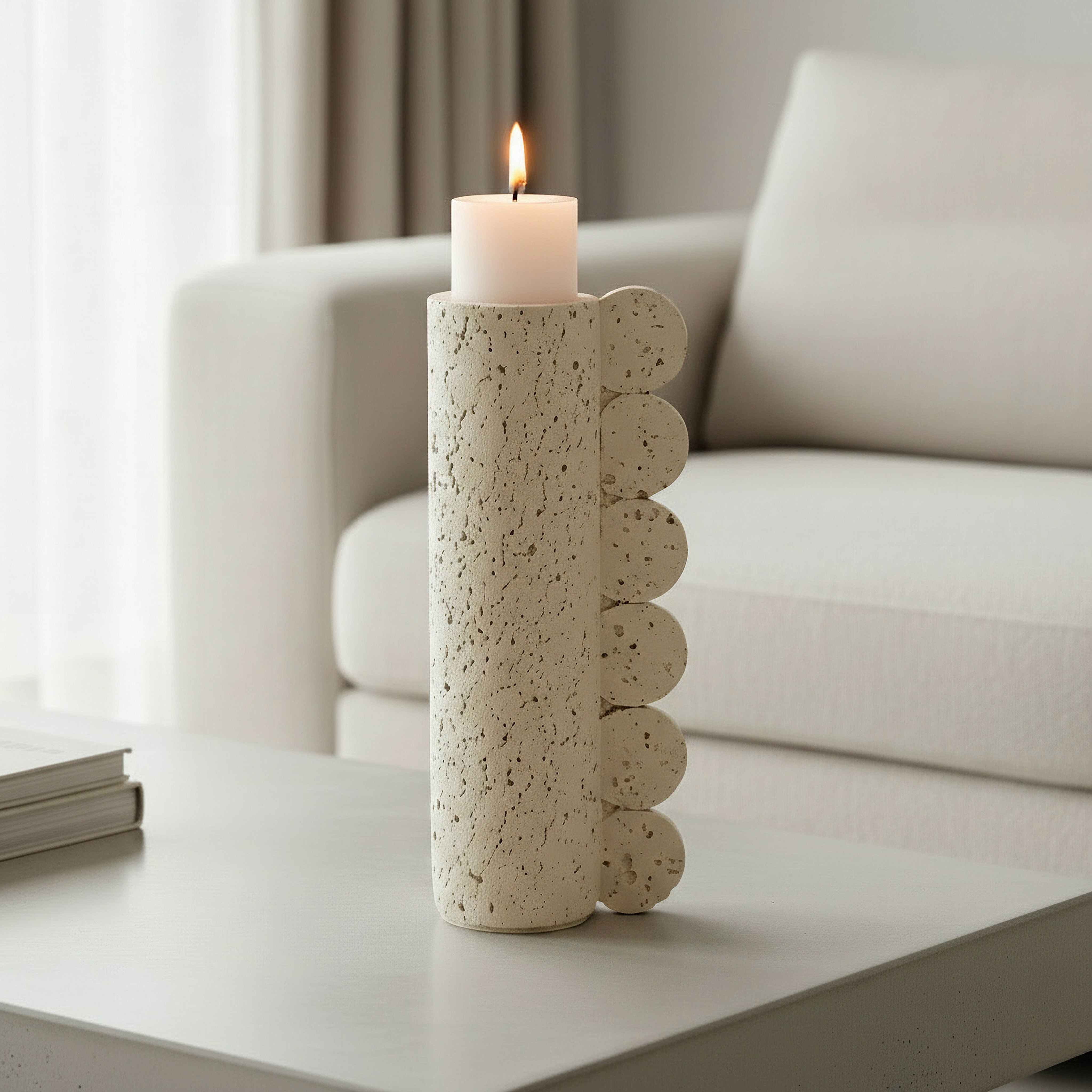 Fresco Vila Decorative Resin Pillar Candleholder - 12x8x30 cm-hbxlivingroom-decorandaccessories-candleholders-image-2
