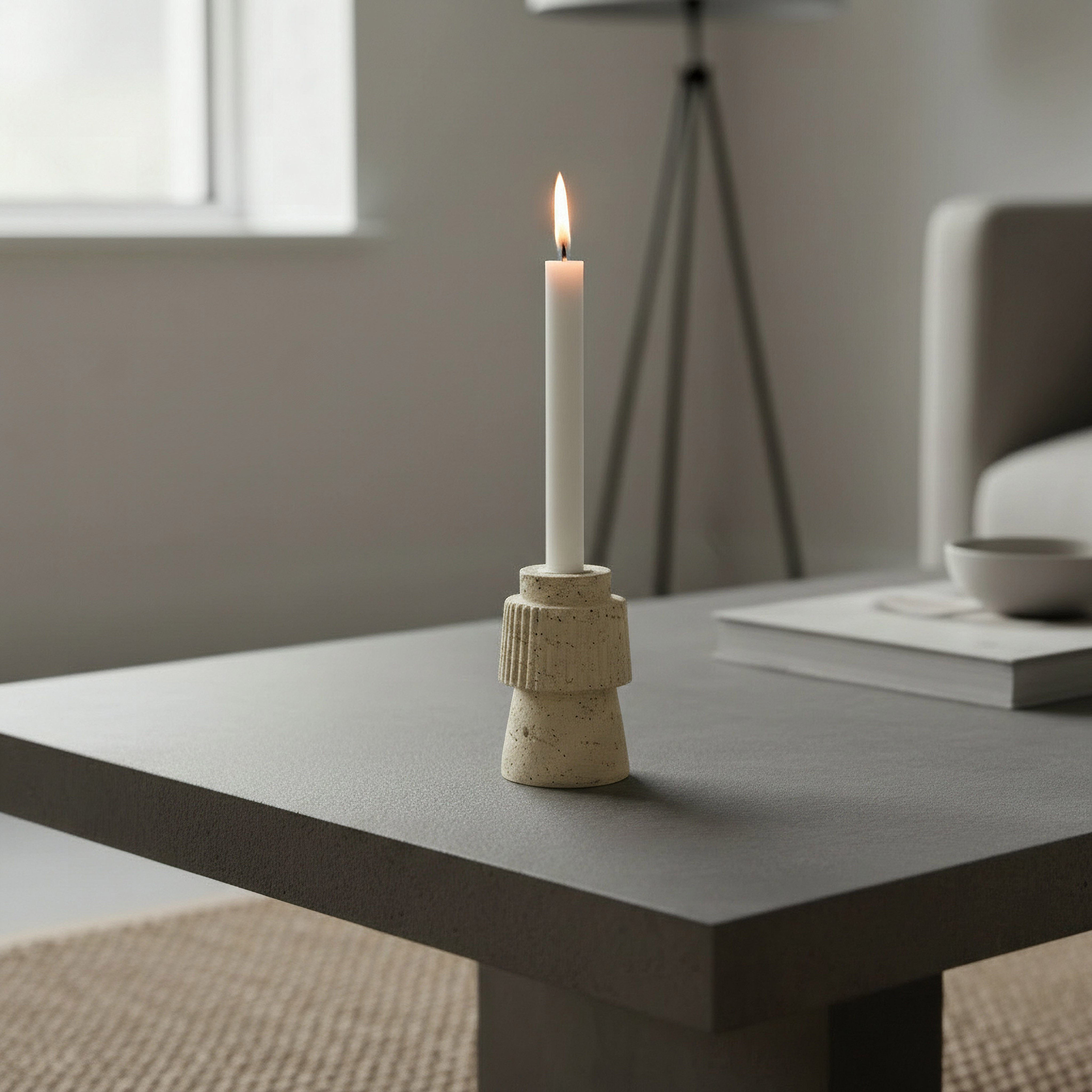 Fresco Vila Decorative Resin Taper Candleholder - 7x7x11 cm-hbxlivingroom-decorandaccessories-candleholders-image-2