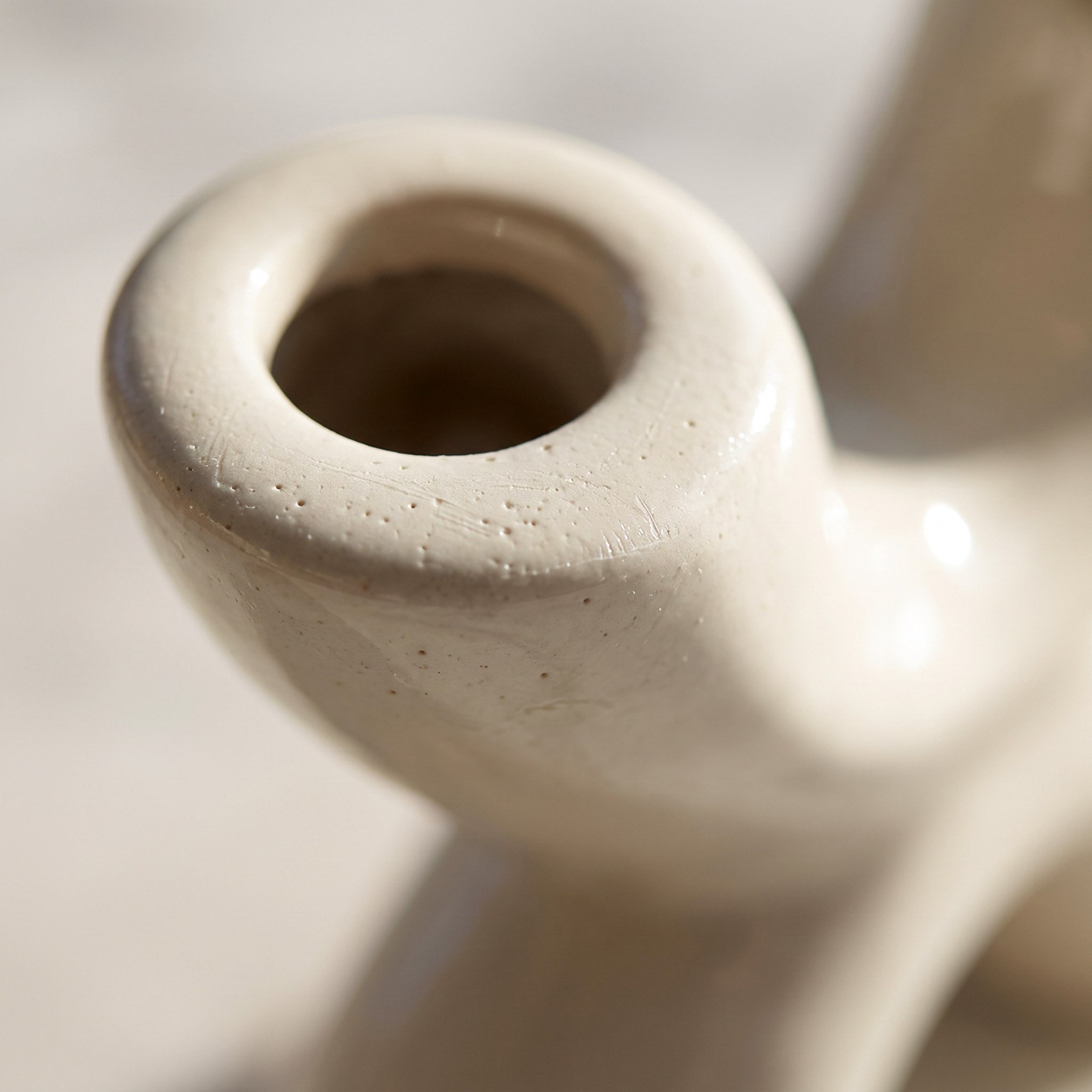 Fresco-Vila Decorative Ceramic Taper Candleholder - 15x5.2x12 cm-hbxlivingroom-decorandaccessories-candleholders-image-3