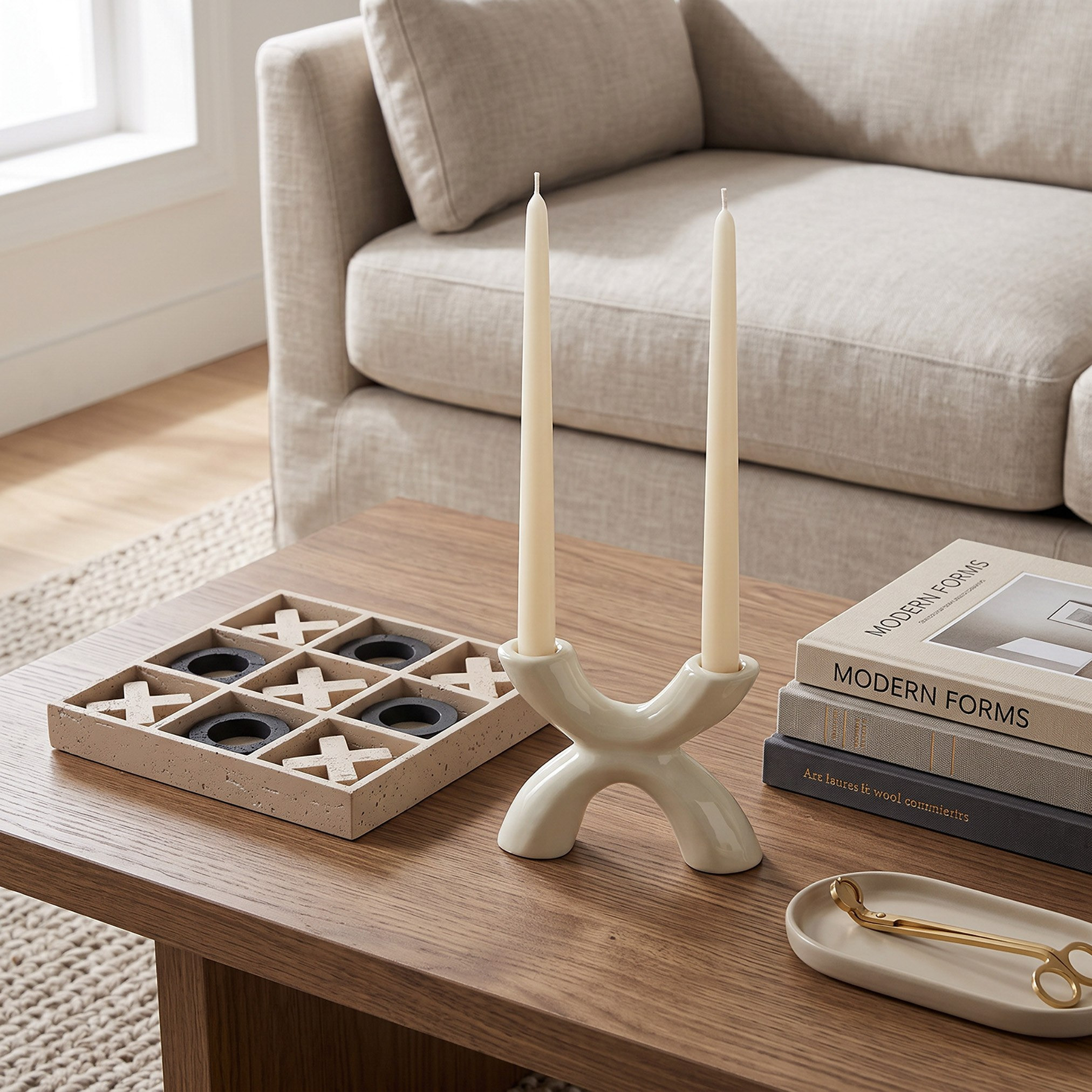 Fresco-Vila Decorative Ceramic Taper Candleholder - 15x5.2x12 cm-hbxlivingroom-decorandaccessories-candleholders-image-5