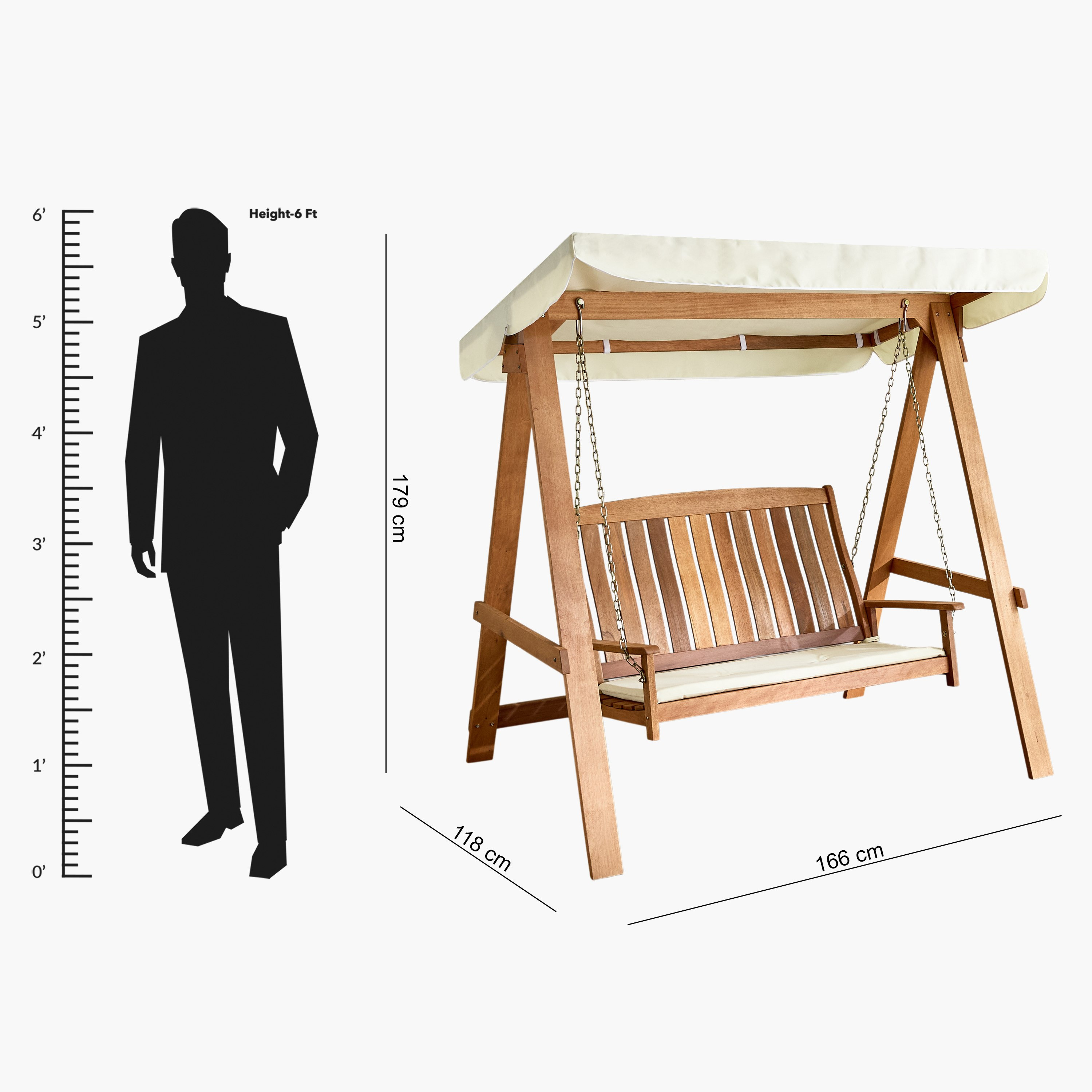Movo Vera Bahama 3-Seater Solid Wood Swing with Cushion-hbxfurniture-outdoor-swingsandchairs-image-11