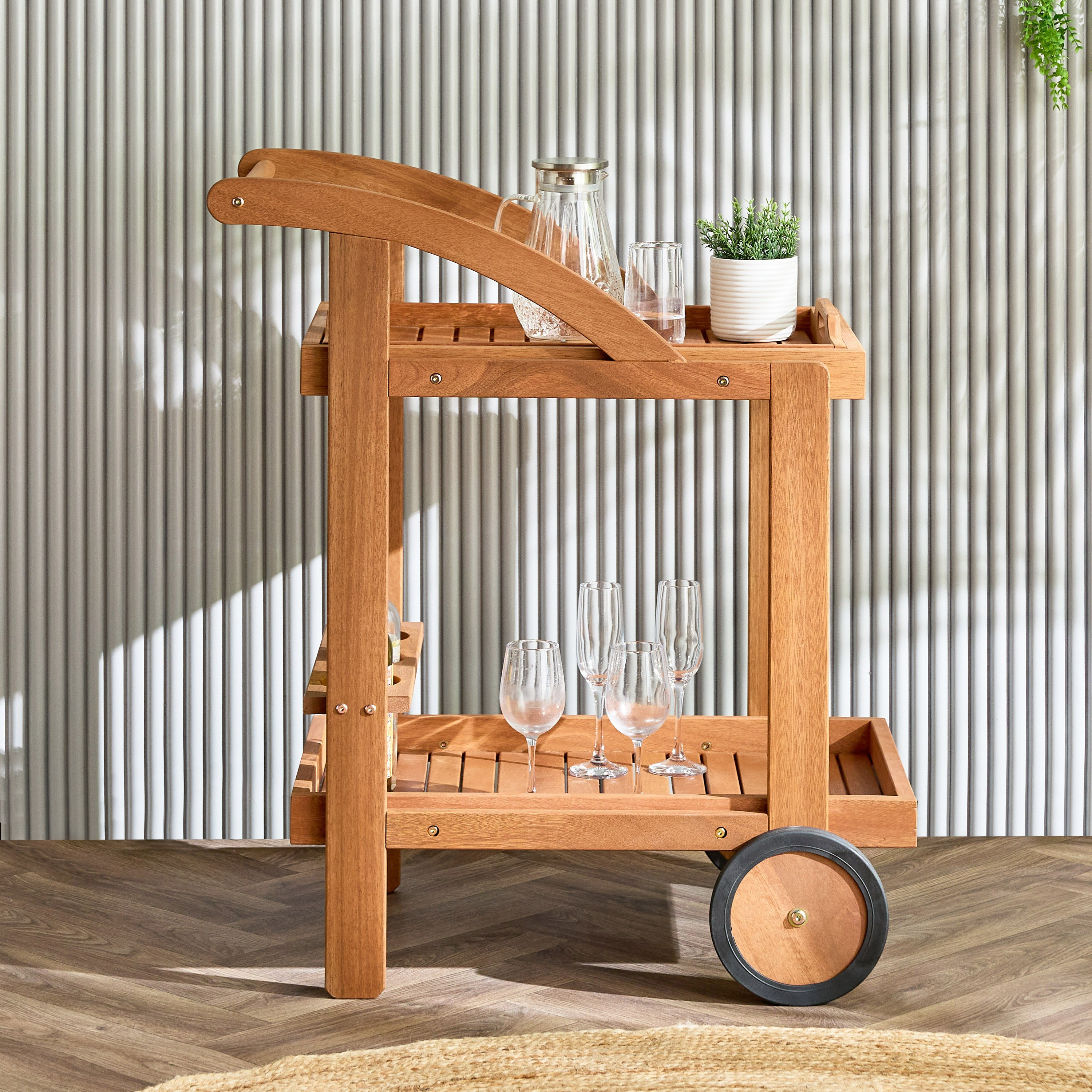 Movo Vera Bahama Solid Wood Outdoor Serving Trolley-hbxlivingroom-tablesandstands-servingtrolleys-image-2