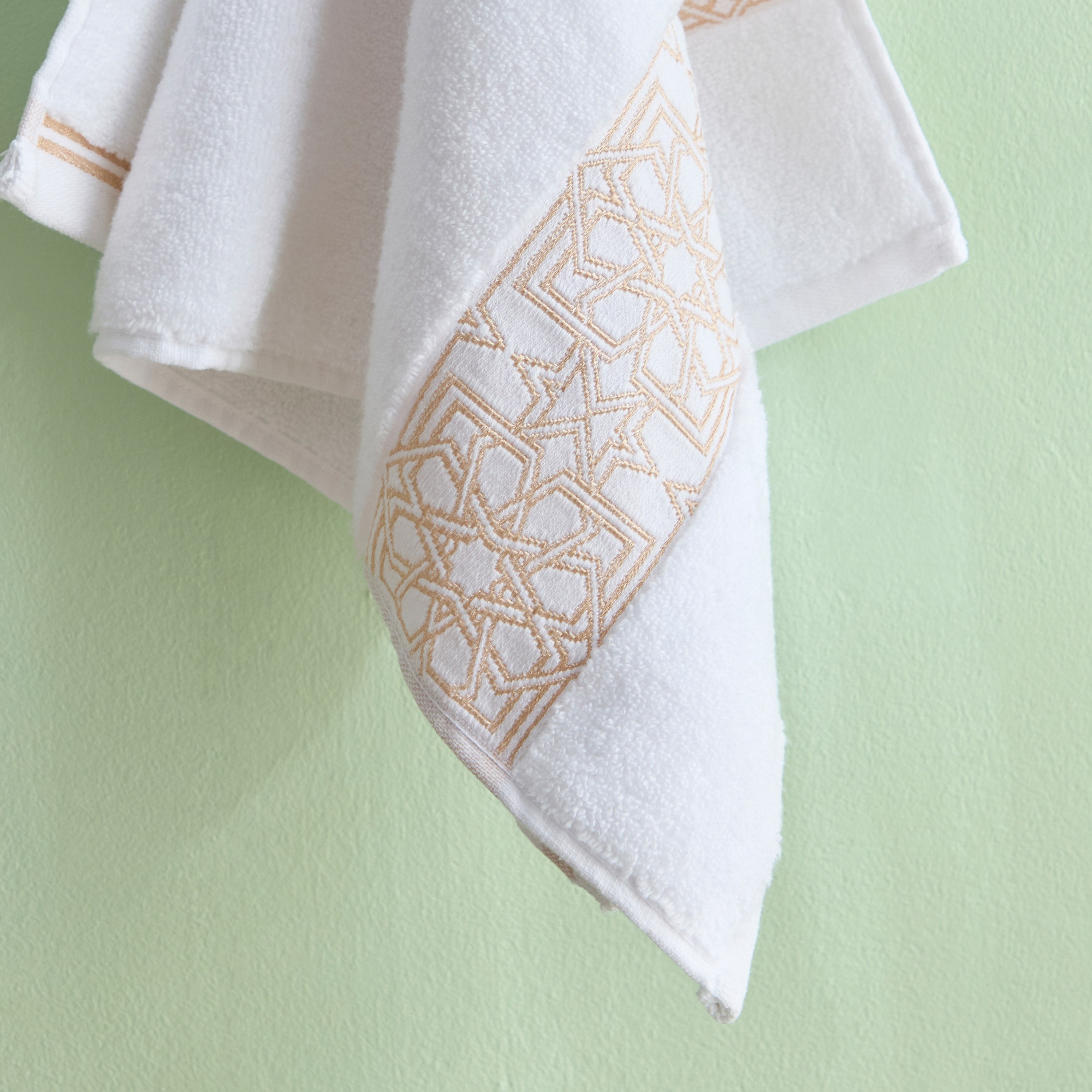 White Haven Layali Noor Lurex Patterned Cotton Hand Towel - 40x70 cm-hbxbathroom-bathroomtextiles-image-3