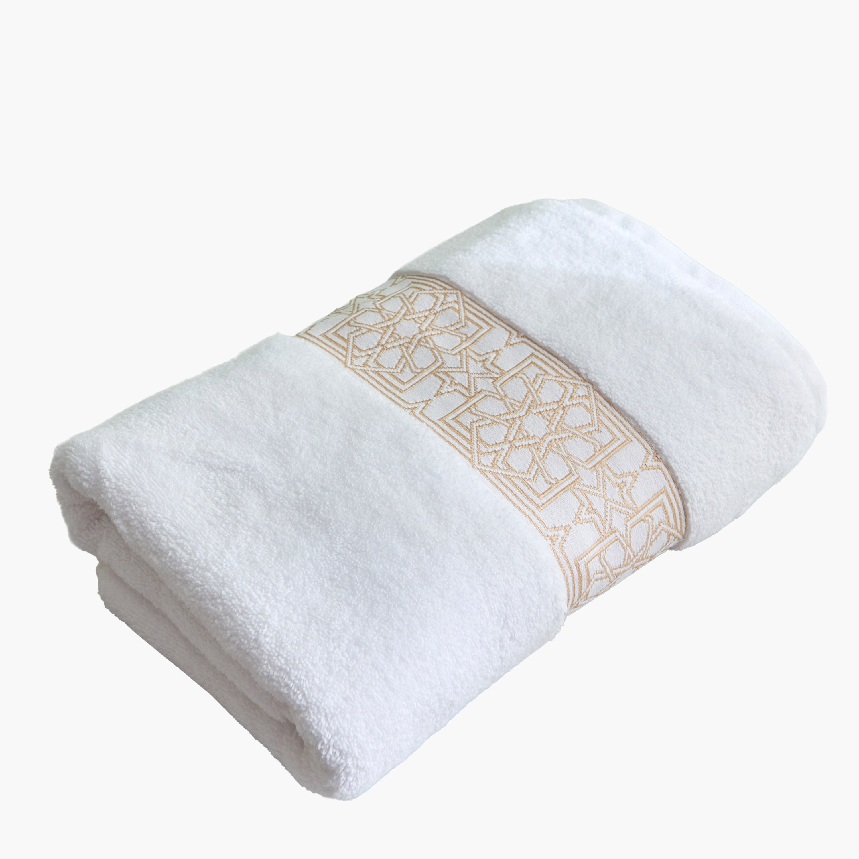 White Haven Layali Noor Lurex Patterned Cotton Bath Sheet - 80x150 cm-hbxbathroom-bathroomtextiles-image-5