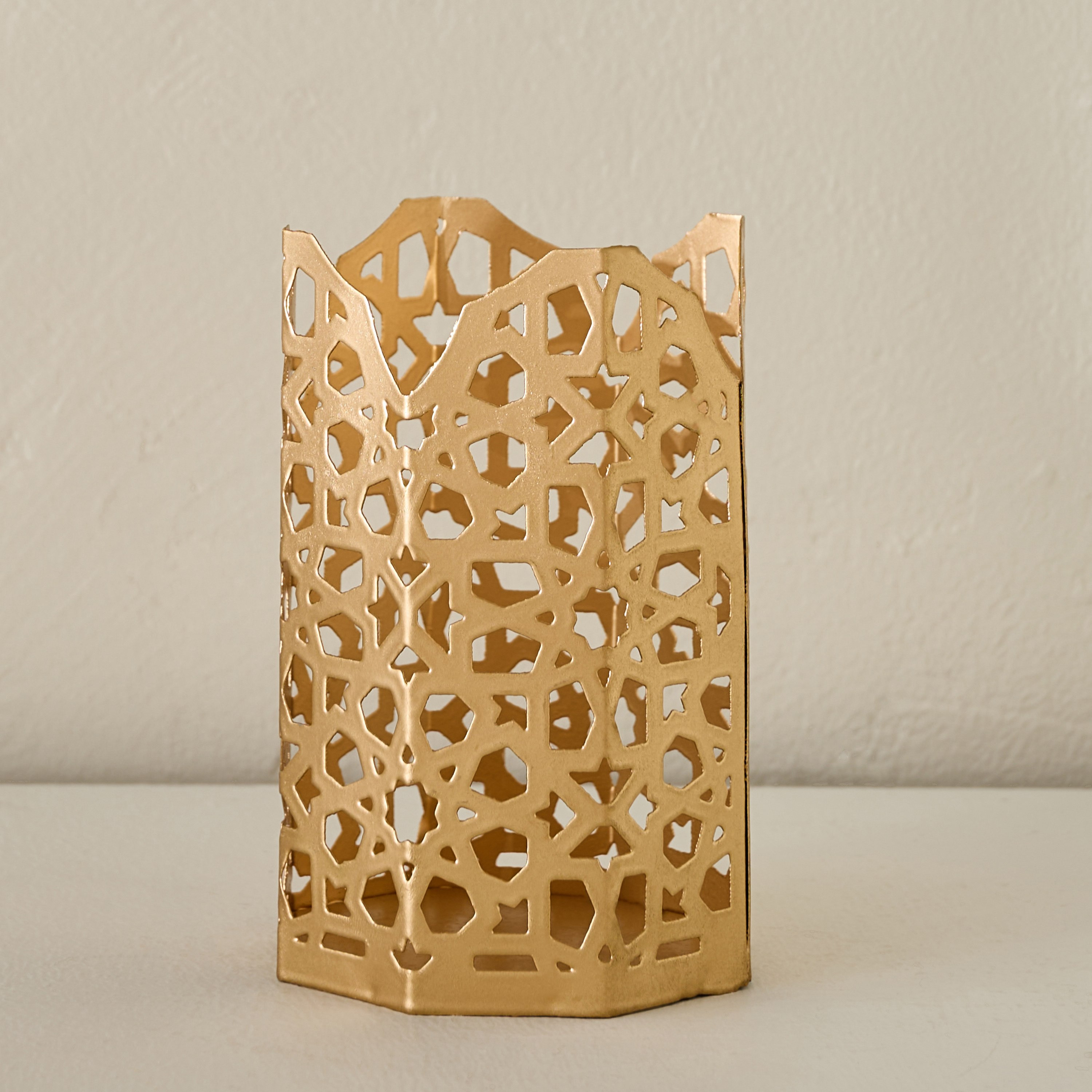 Arabesque Zaynah Decorative Cutwork Votive Candleholder - 8x8x12 cm-hbxlivingroom-decorandaccessories-candleholders-image-2