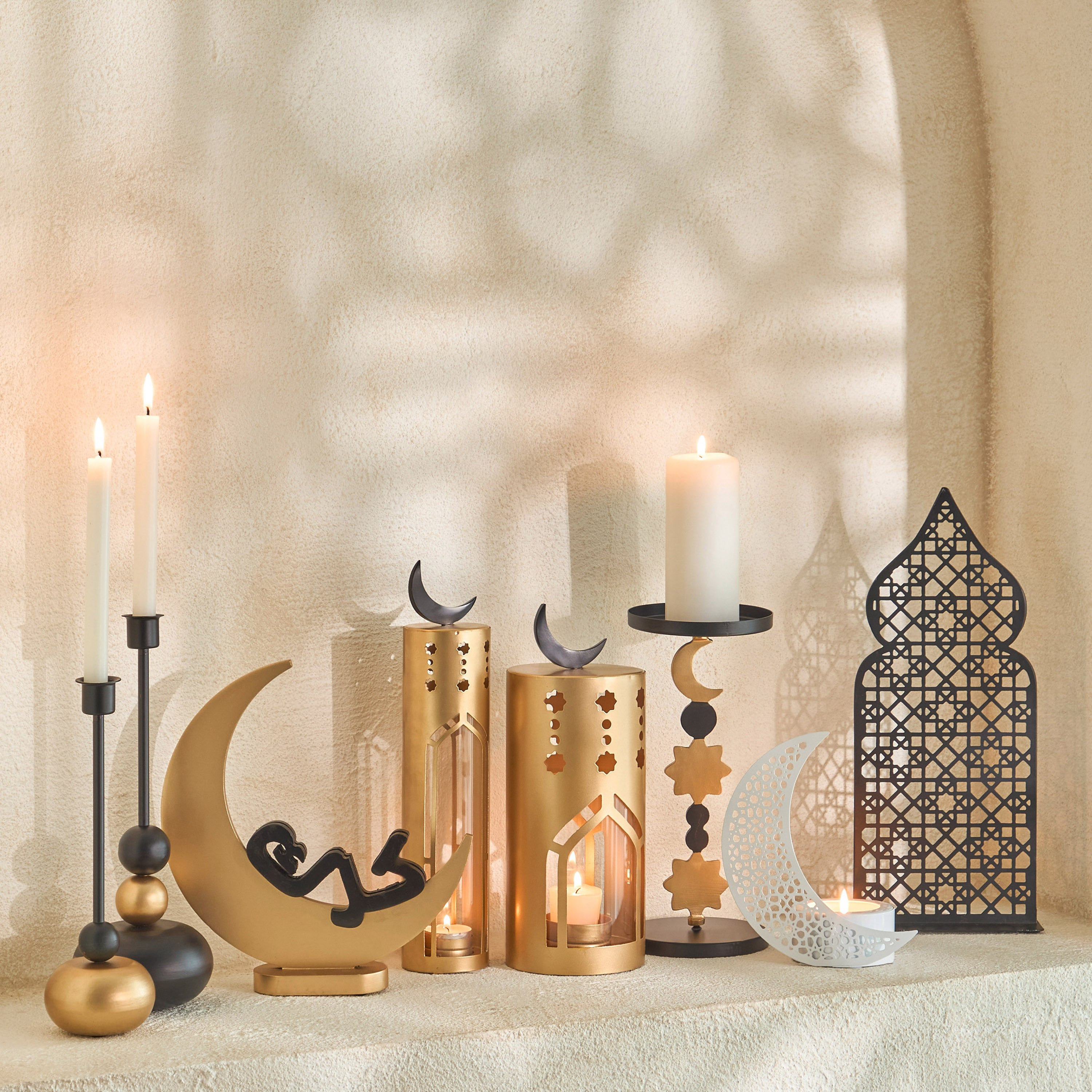 Celestial Layali Noor Decorative Tealight Candleholder - 15x10x18 cm-hbxlivingroom-decorandaccessories-candleholders-image-4
