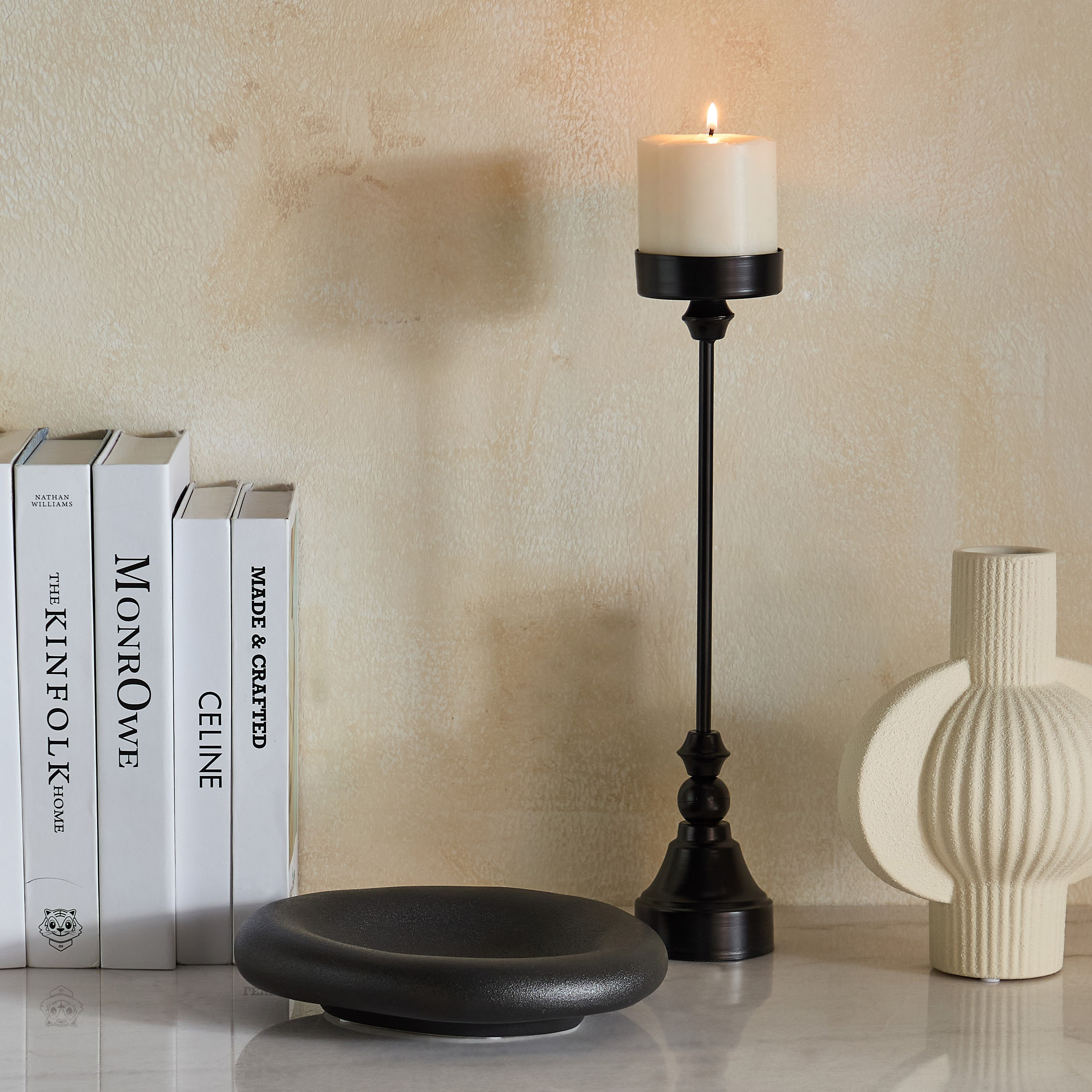 Celestial Layali Noor Decorative Pillar Candleholder - 8x8x38 cm-hbxlivingroom-decorandaccessories-candleholders-image-10
