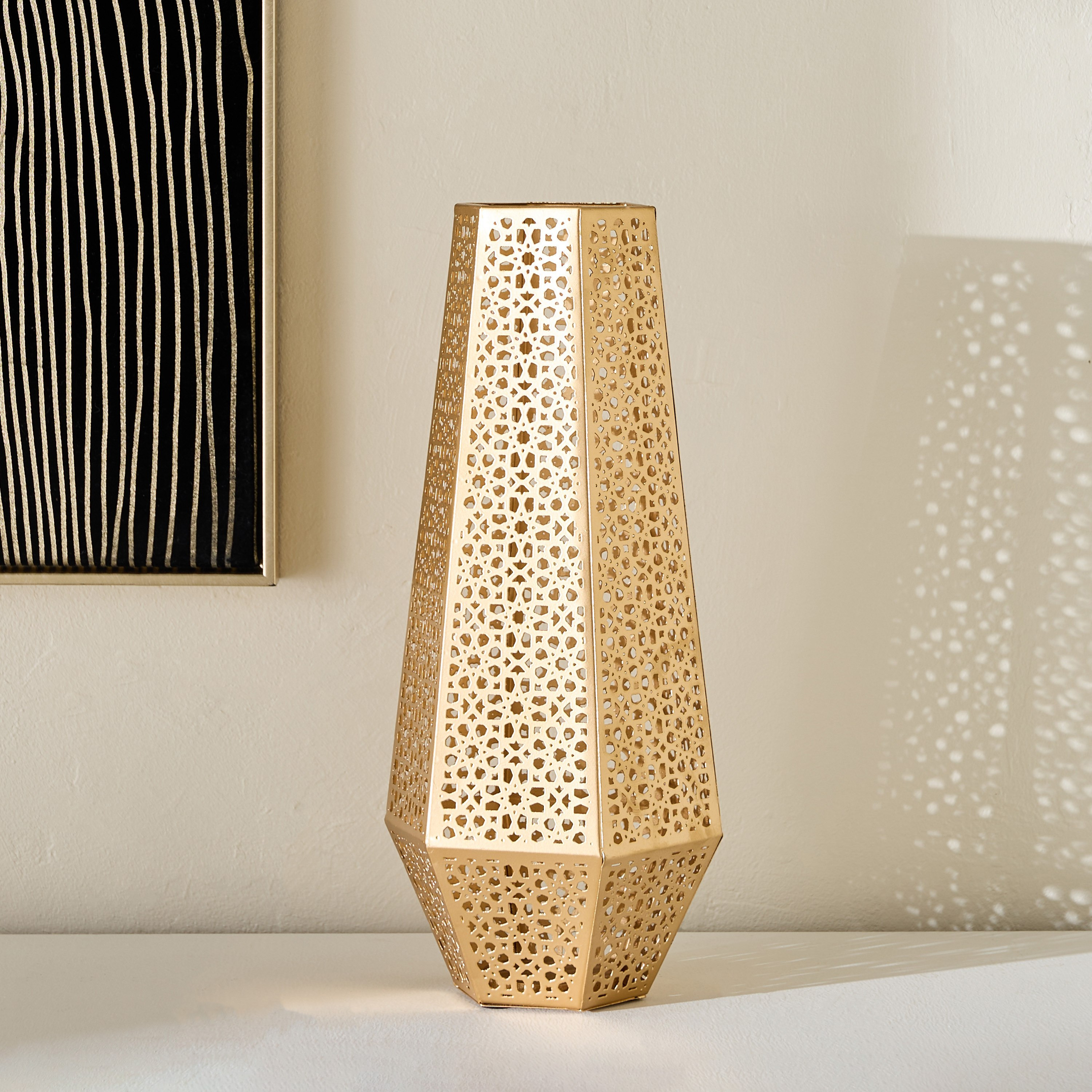 Arabesque Zaynah Cutwork Decorative Vase - 16x16x38 cm-hbxbedroom-decorandaccessories-vases-image-2