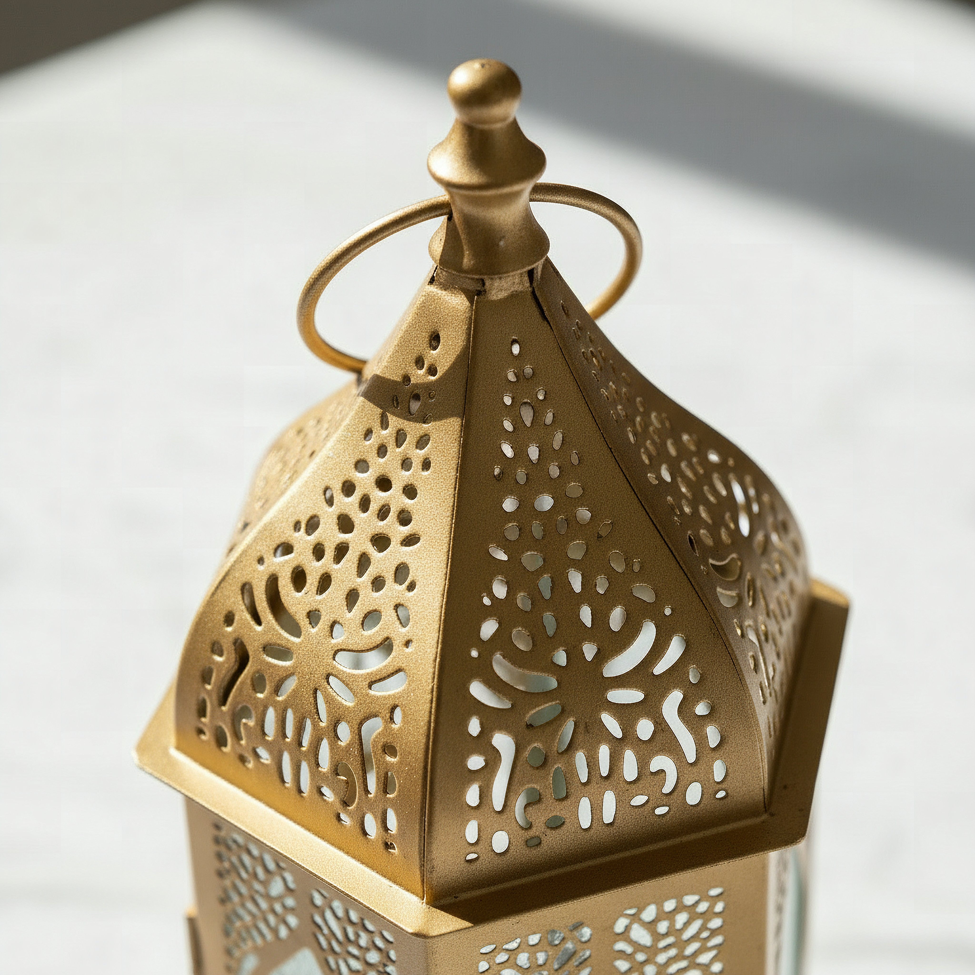 Arabesque-Zaynah Decorative Cutwork Lantern with Glass - 10x10x20 cm-hbxdecorandfurnishings-homeaccessories-lanterns-image-3