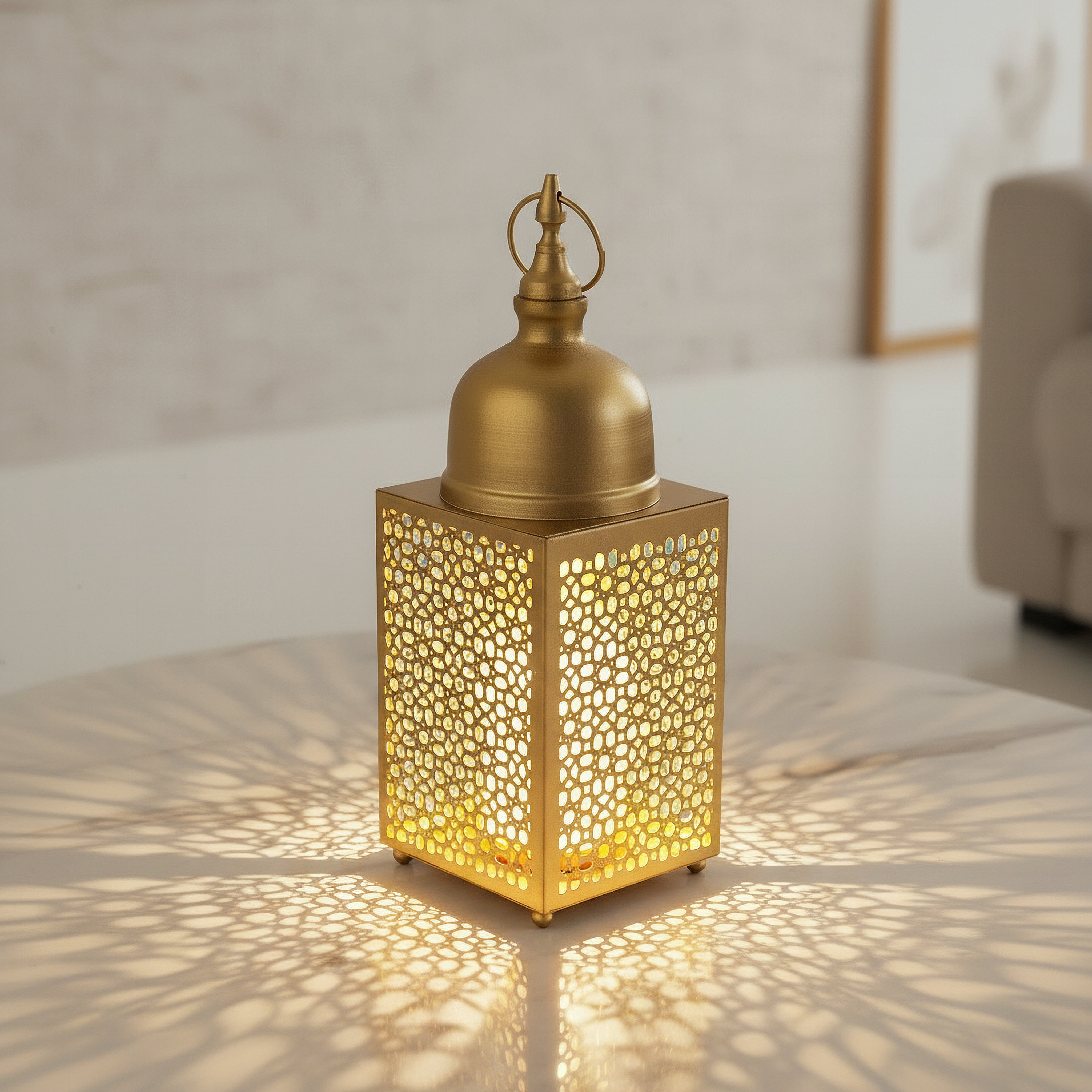 Arabesque Zaynah Decorative Cutwork Lantern - 11x11x32 cm-hbxdecorandfurnishings-homeaccessories-lanterns-image-2