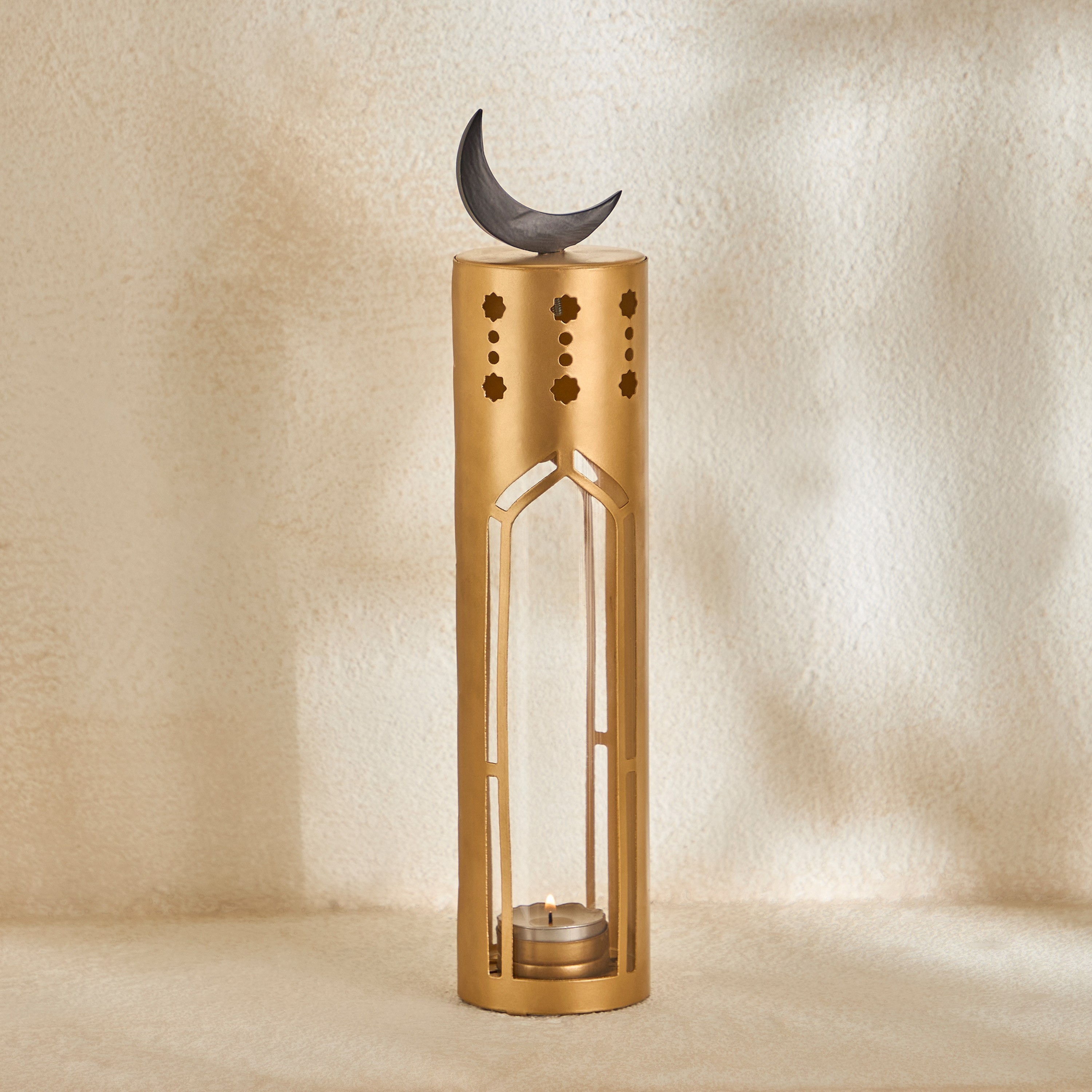 Celestial Layali Noor Decorative Lantern with Glass - 7x7x32 cm-hbxdecorandfurnishings-homeaccessories-lanterns-image-1