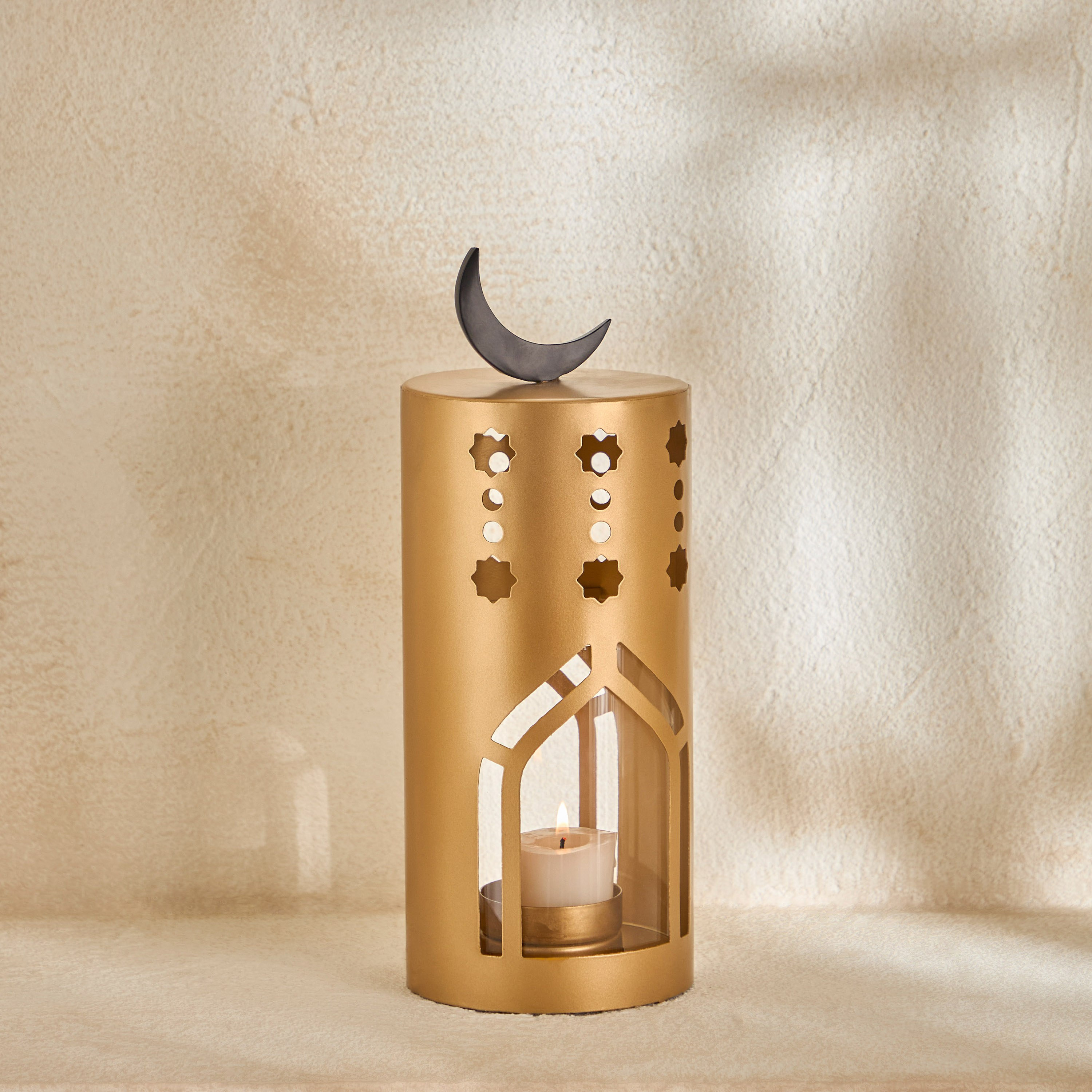 Celestial Layali Noor Decorative Lantern with Glass - 11x11x28 cm-hbxdecorandfurnishings-homeaccessories-lanterns-image-1