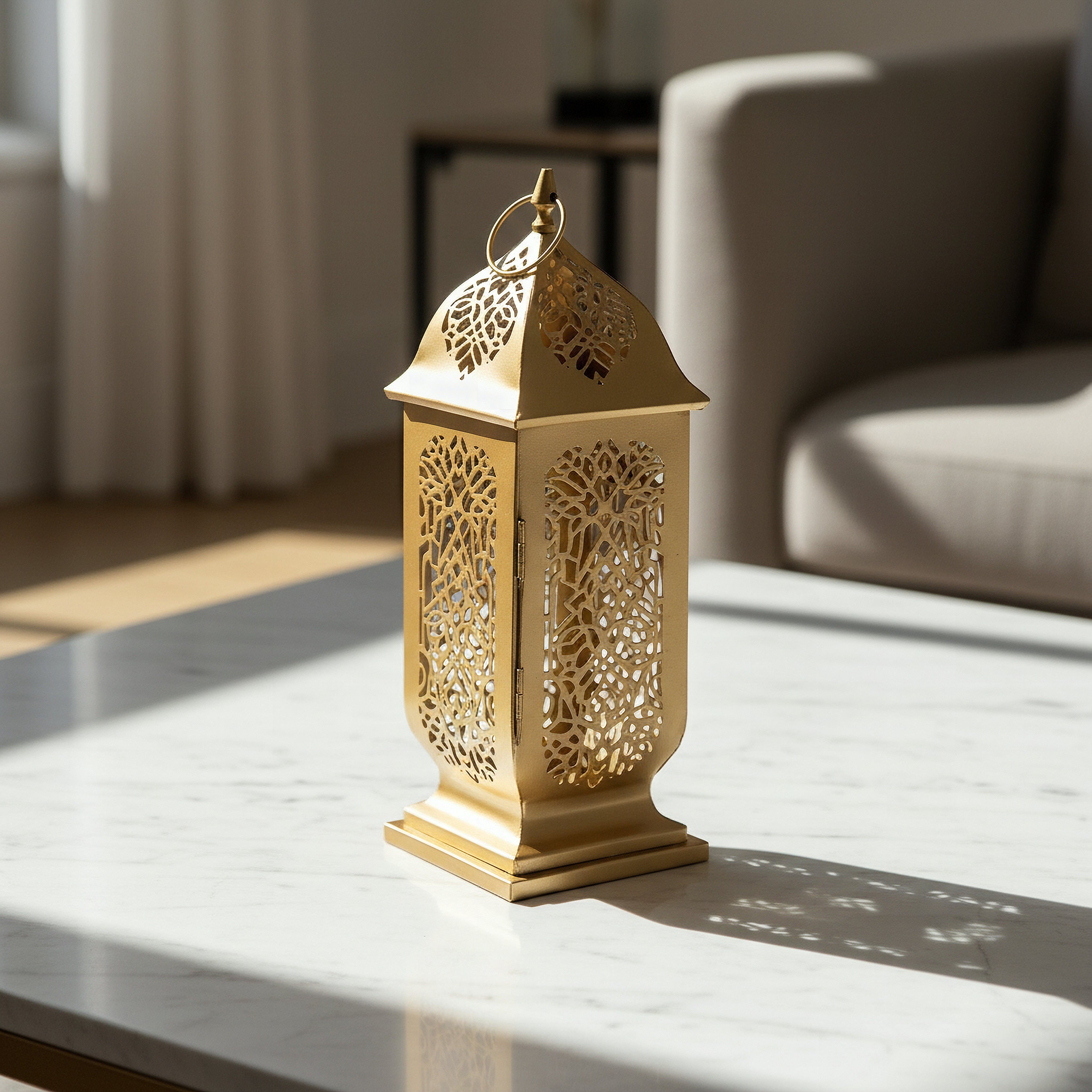 Arabesque Zaynah Decorative Cutwork Lantern - 15x15x36 cm-hbxdecorandfurnishings-homeaccessories-lanterns-image-1